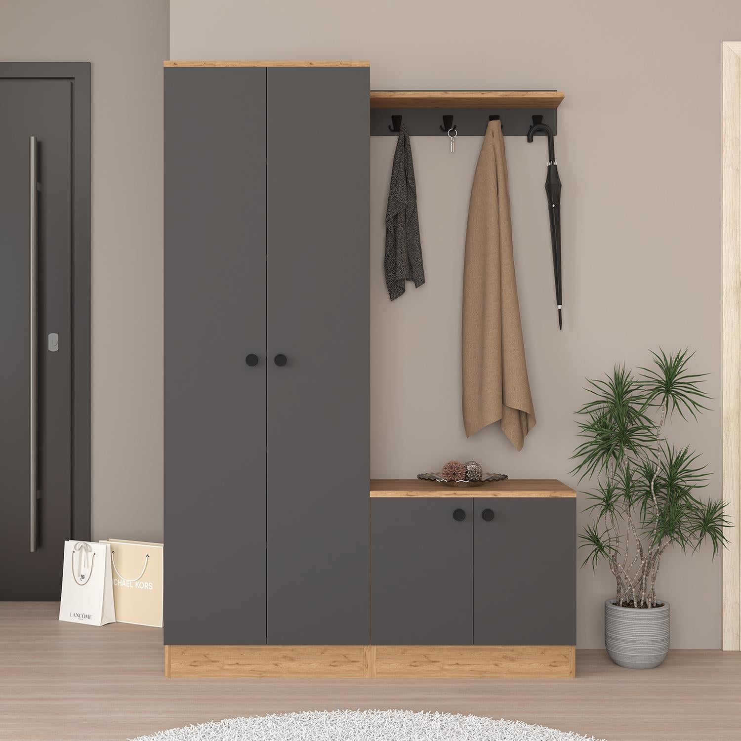 Bimossa P5020 Sofia Portmanto Üçlü Antrasit-Sepet