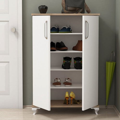 Bimossa R6030 Ceviz - Beyaz Ayakkabılık Çok Amaçlı Raflı Düzenleyici Dolap 100 cm