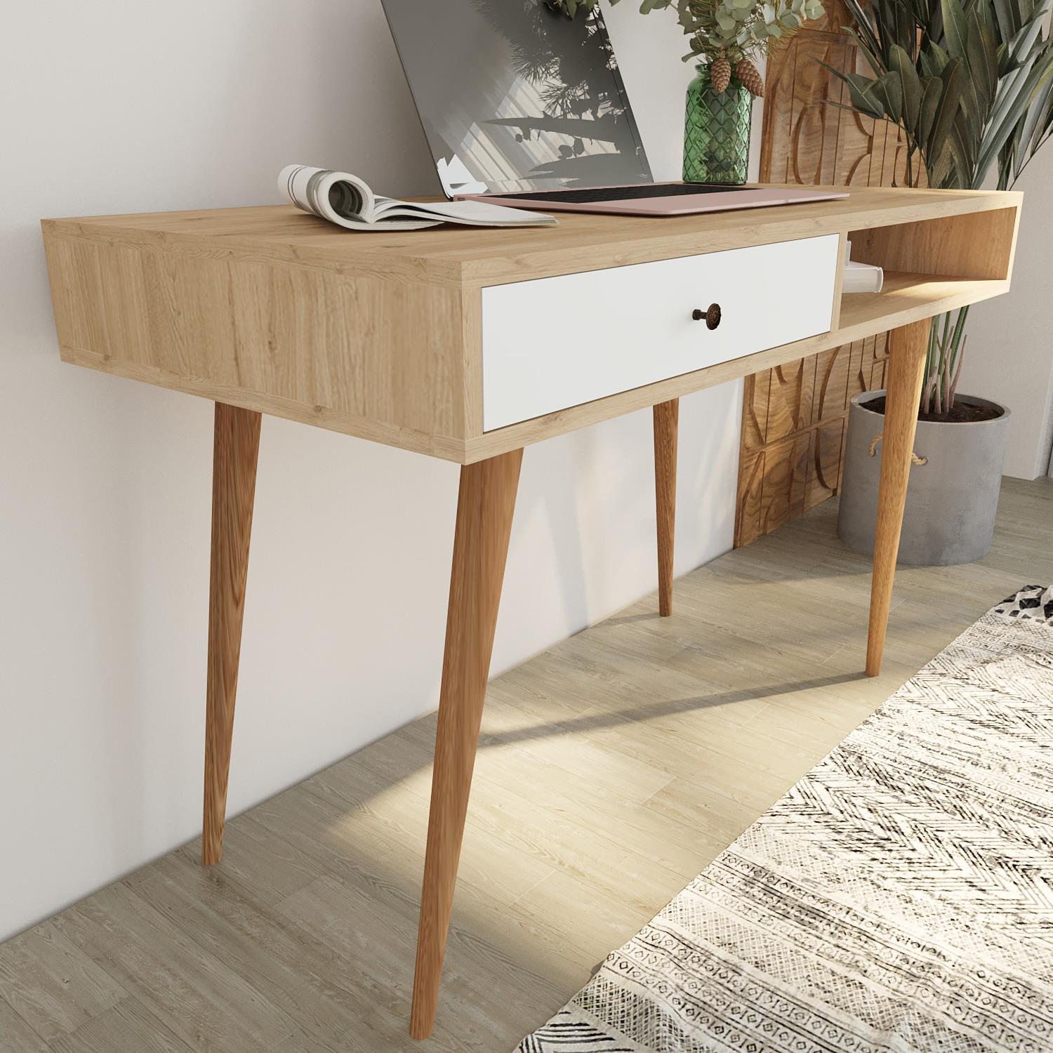 Bimossa S5120 Janus Çalışma Masası Çekmeceli Sepet-Beyaz