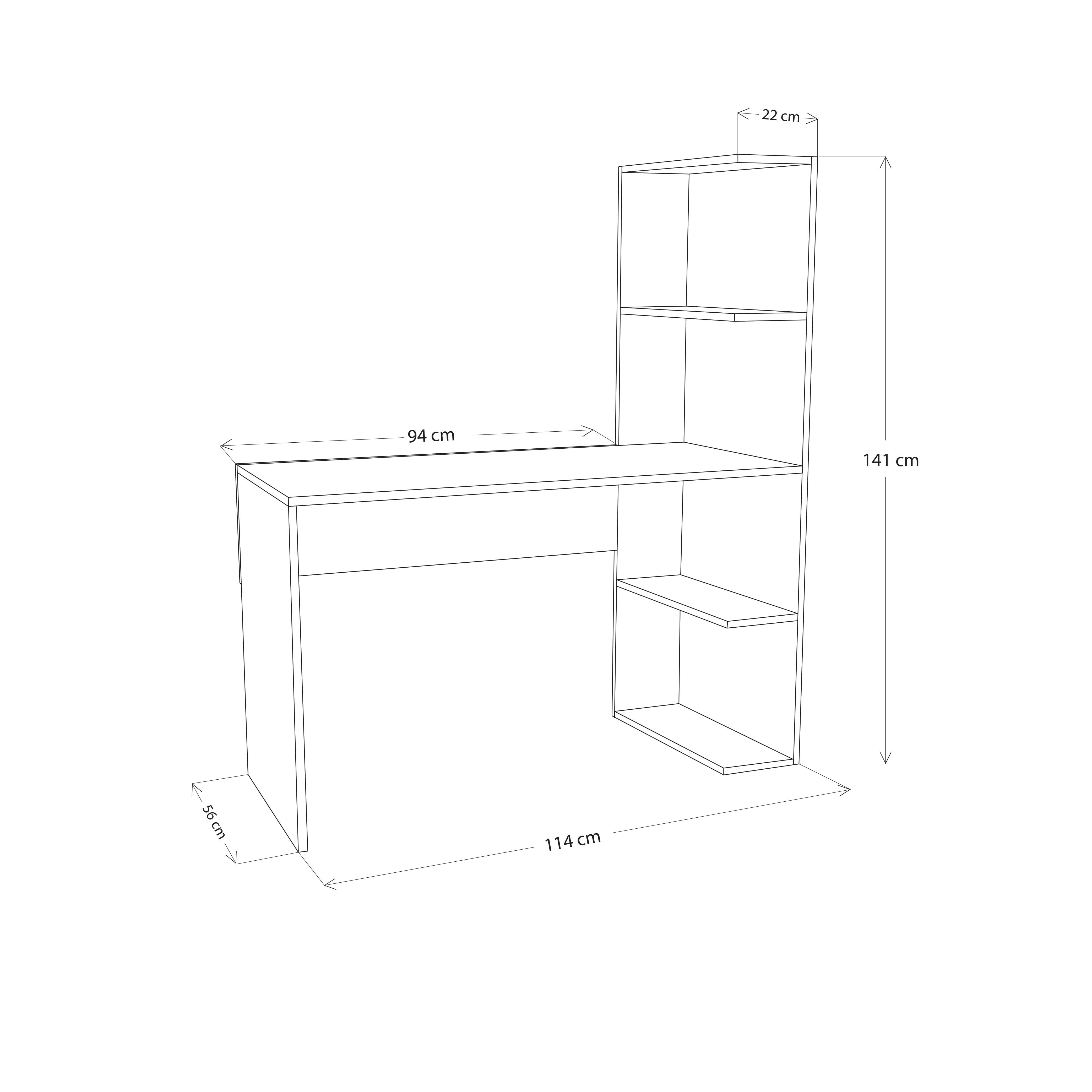 Bimossa T8020 Atlas Kitaplıklı Çalışma Masası Ceviz-Beyaz