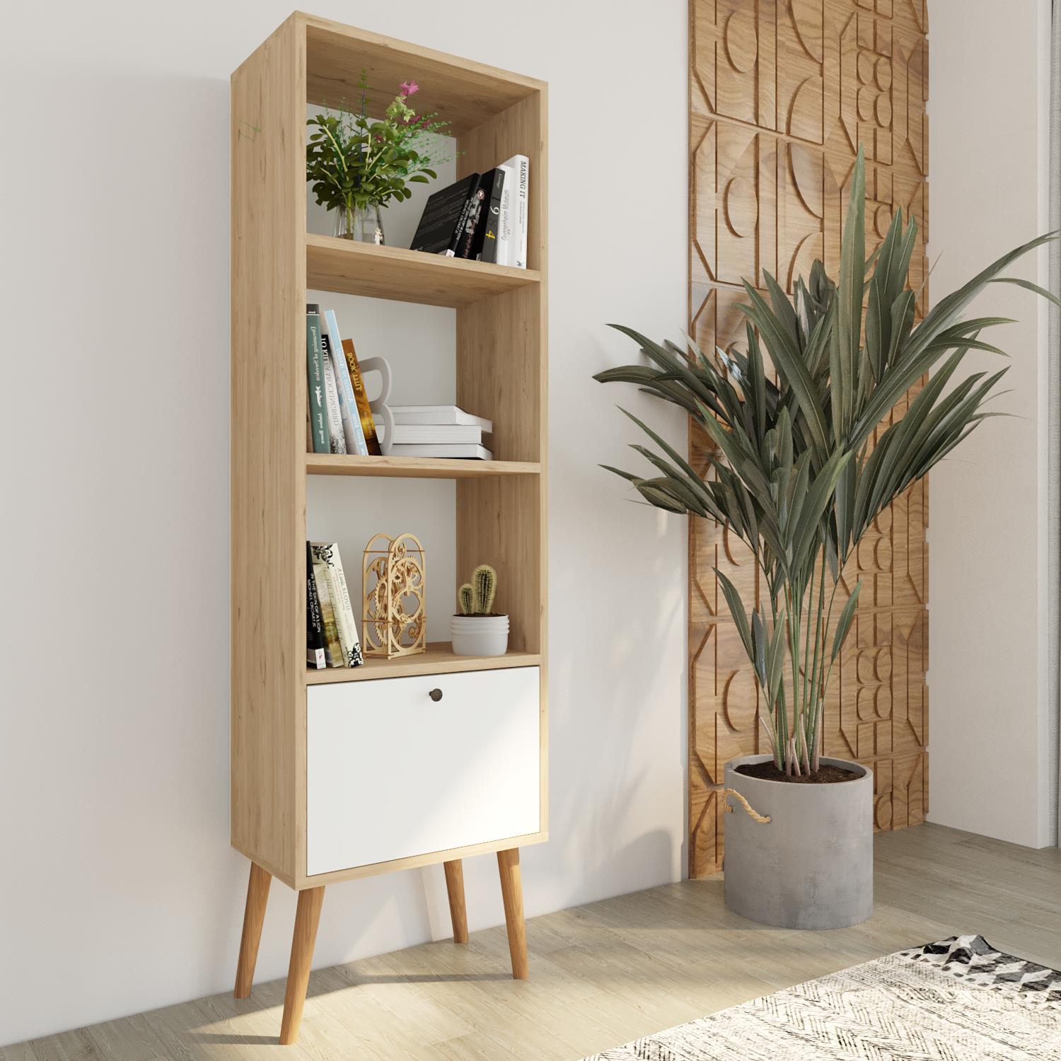 Bimossa W5020 Janus Kitaplık Sepet/Beyaz