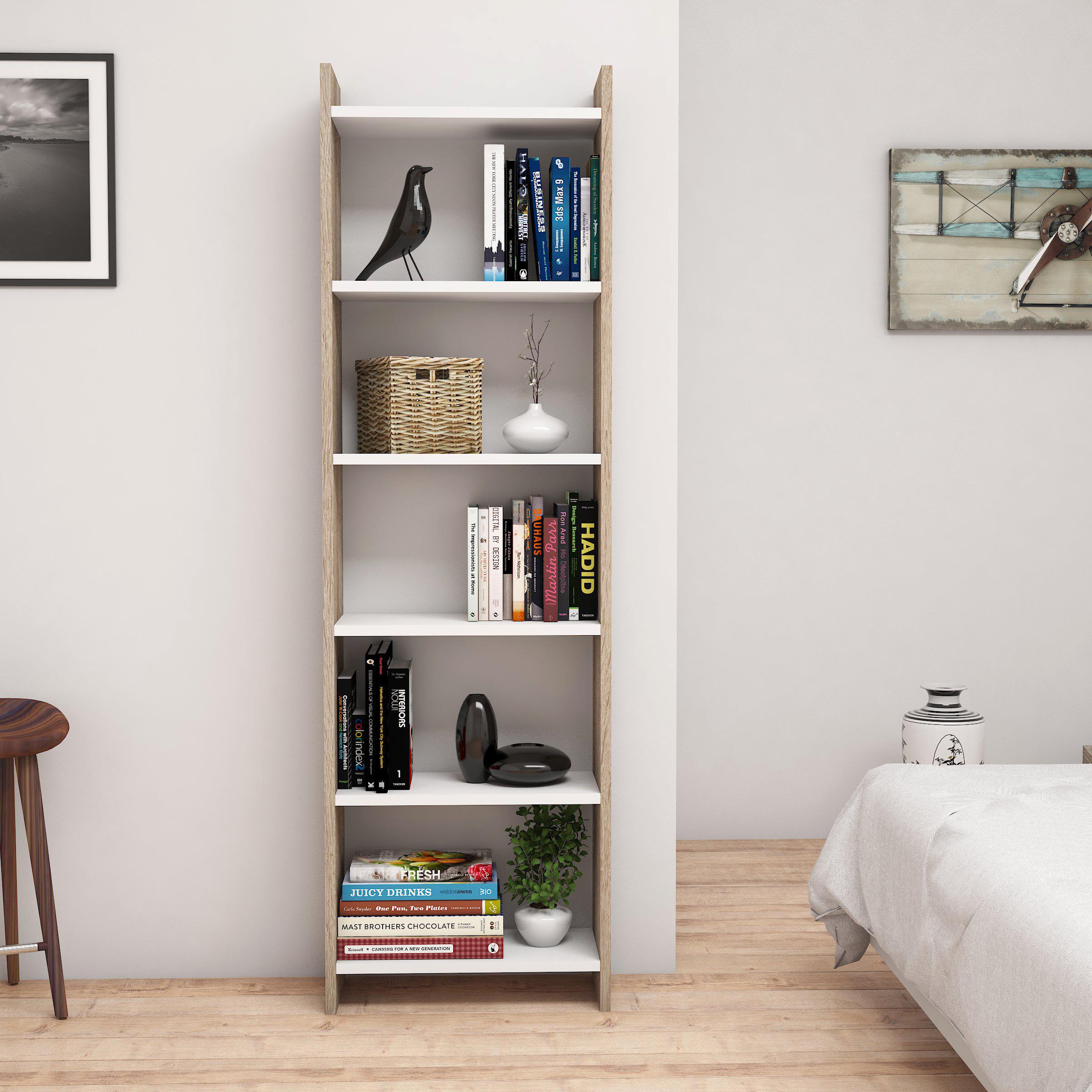 Bimossa W6020 Gülçiçek Kitaplık Ceviz/Beyaz 48.6cm