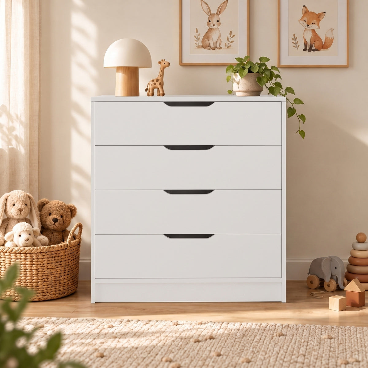 Bimossa N32 Winnie 4 Çekmeceli Şifonyer, 70 cm Modern Bebek ve Çocuk Odası Şifonyeri