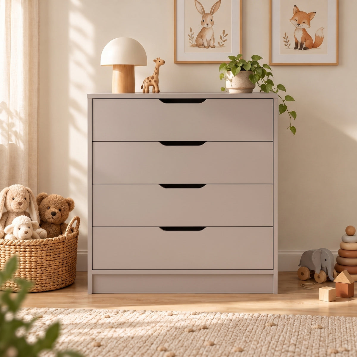 Bimossa N32 Winnie 4 Çekmeceli Şifonyer, 70 cm Modern Bebek ve Çocuk Odası Şifonyeri