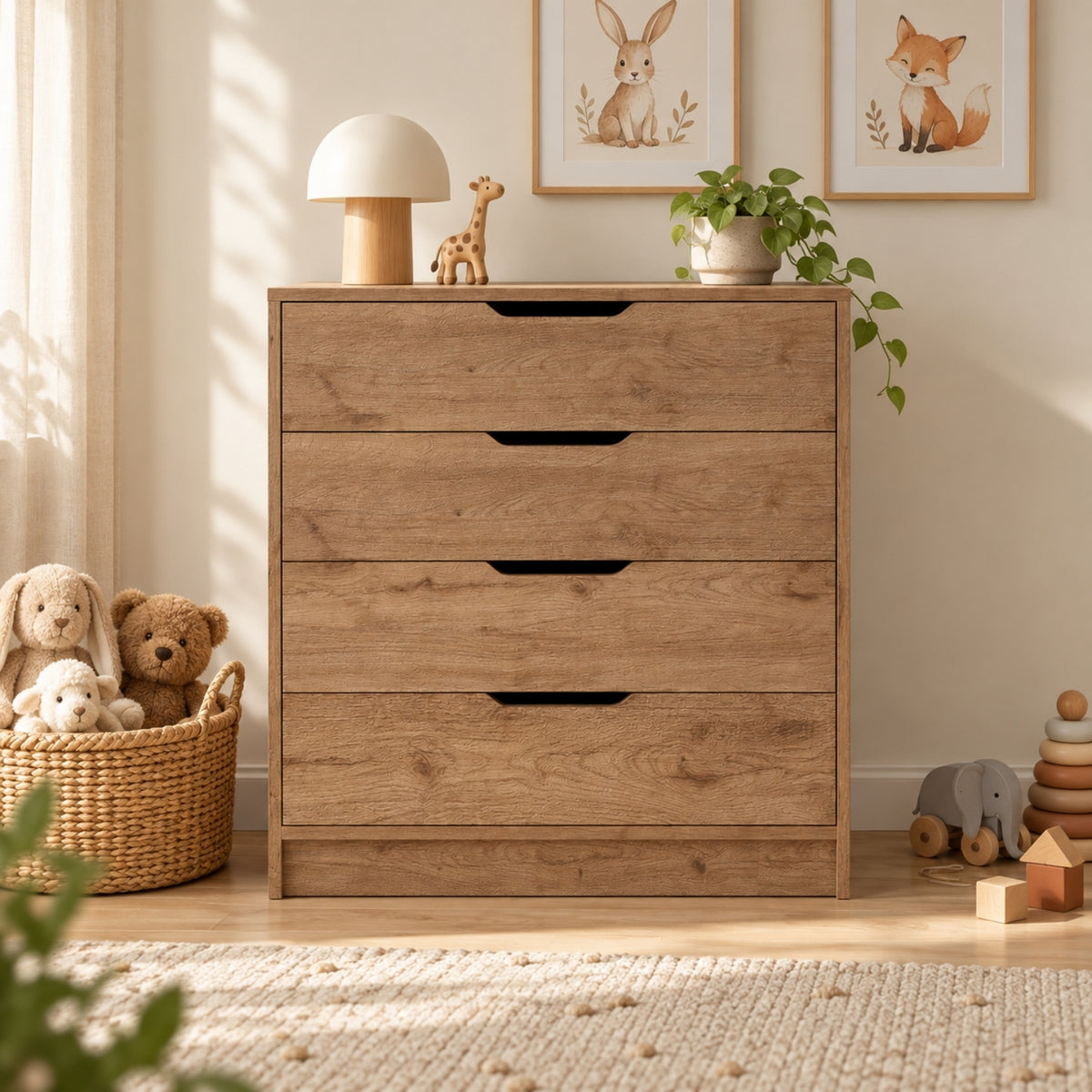 Bimossa N32 Winnie 4 Çekmeceli Şifonyer, 70 cm Modern Bebek ve Çocuk Odası Şifonyeri