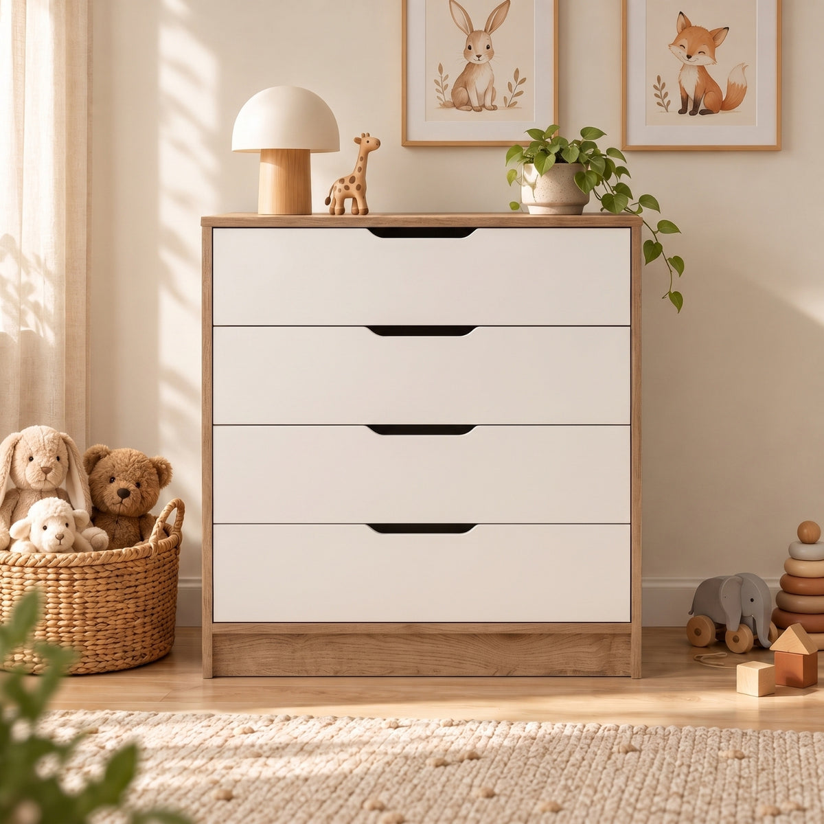 Bimossa N32 Winnie 4 Çekmeceli Şifonyer, 70 cm Modern Bebek ve Çocuk Odası Şifonyeri