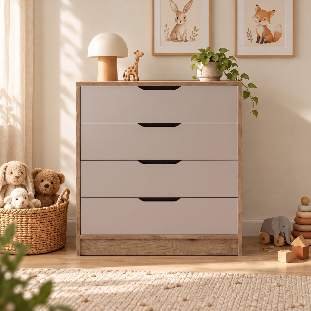 Bimossa N32 Winnie 4 Çekmeceli Şifonyer, 70 cm Modern Bebek ve Çocuk Odası Şifonyeri