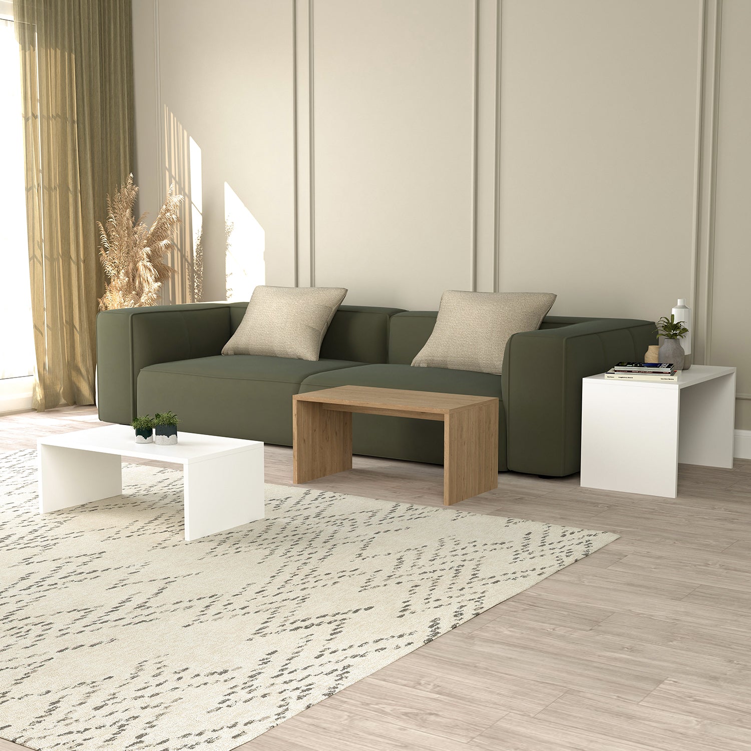 Bimossa O2020 Alice 3lü Orta Sehpa Beyaz-Sepet