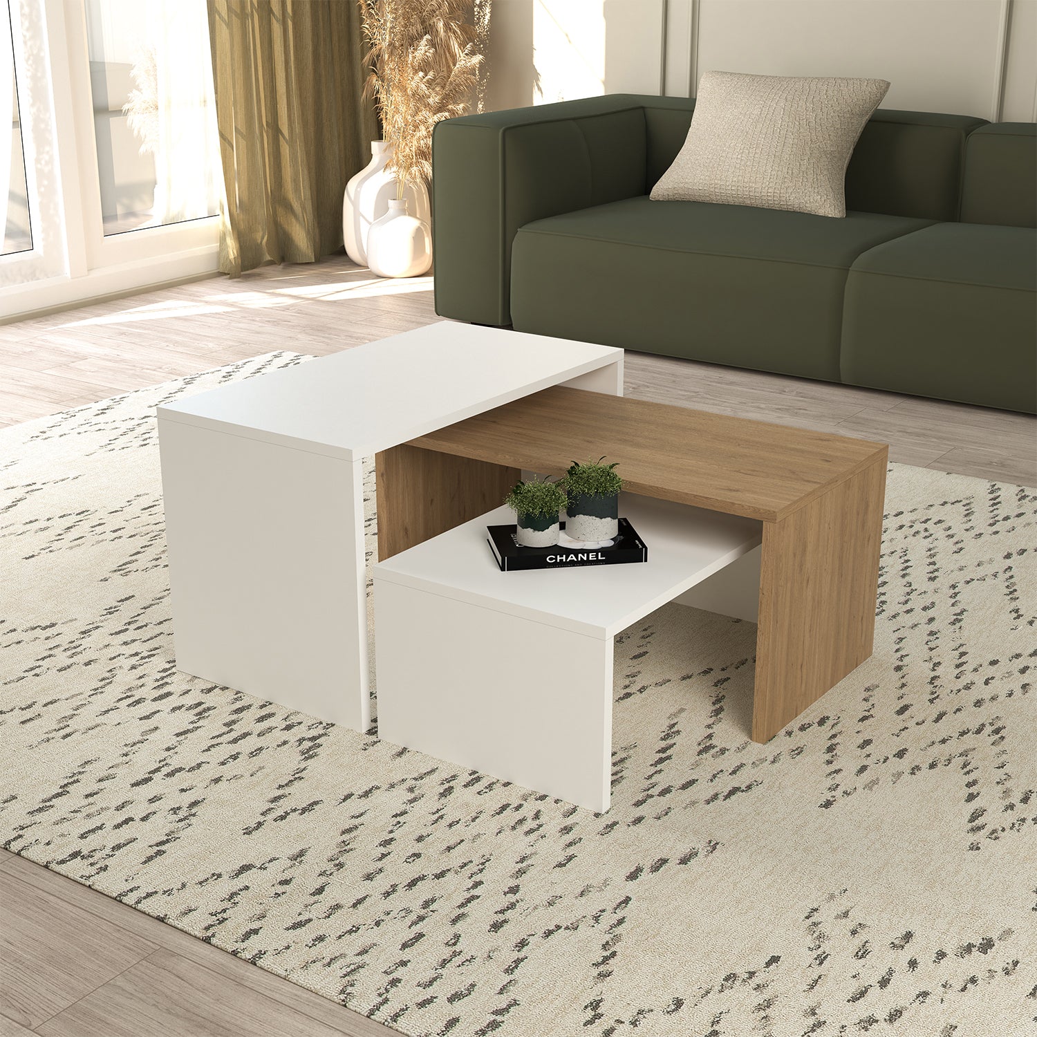 Bimossa O2020 Alice 3lü Orta Sehpa Beyaz-Sepet