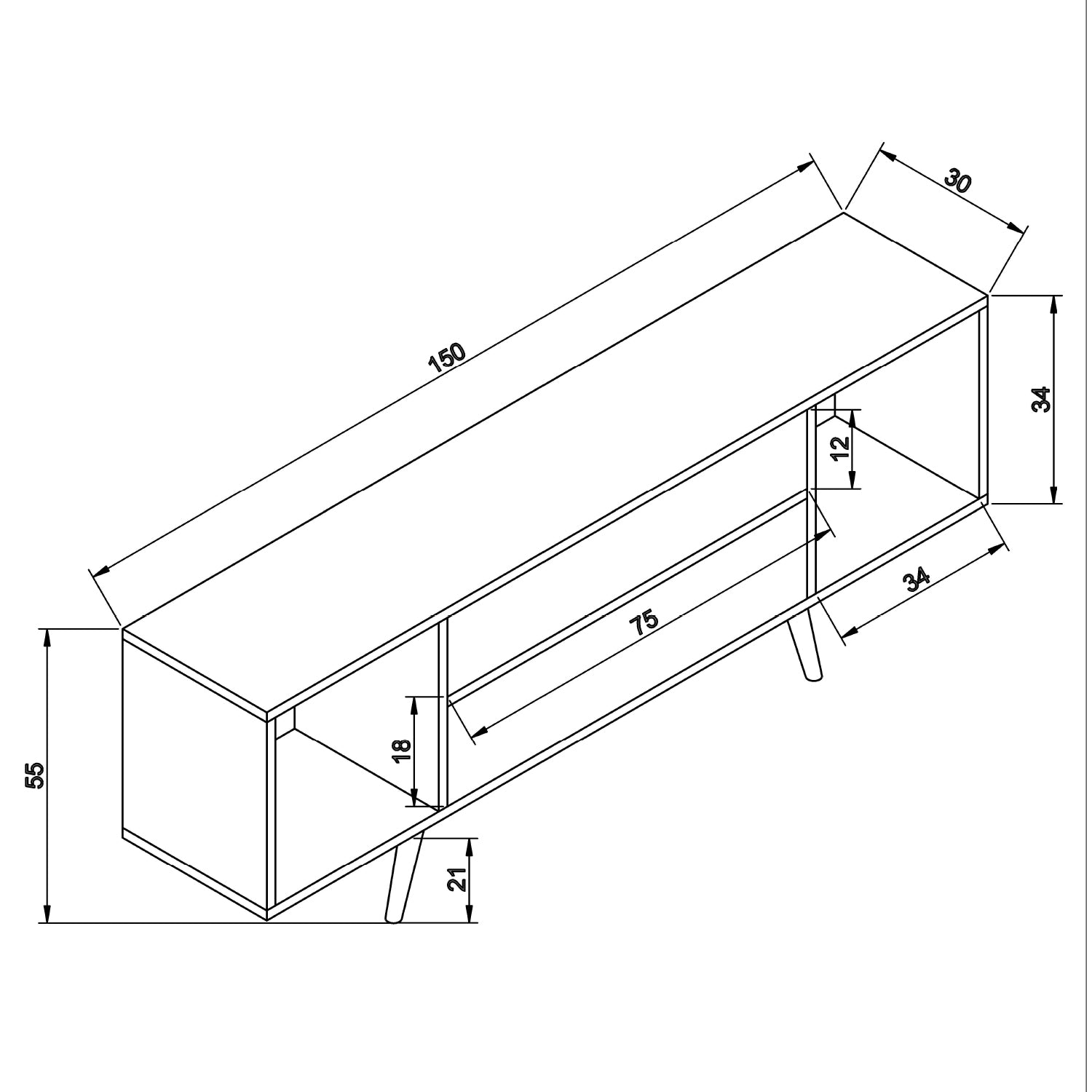 Rima Tv Ünitesi Sepet-Beyaz 150 cm C1210