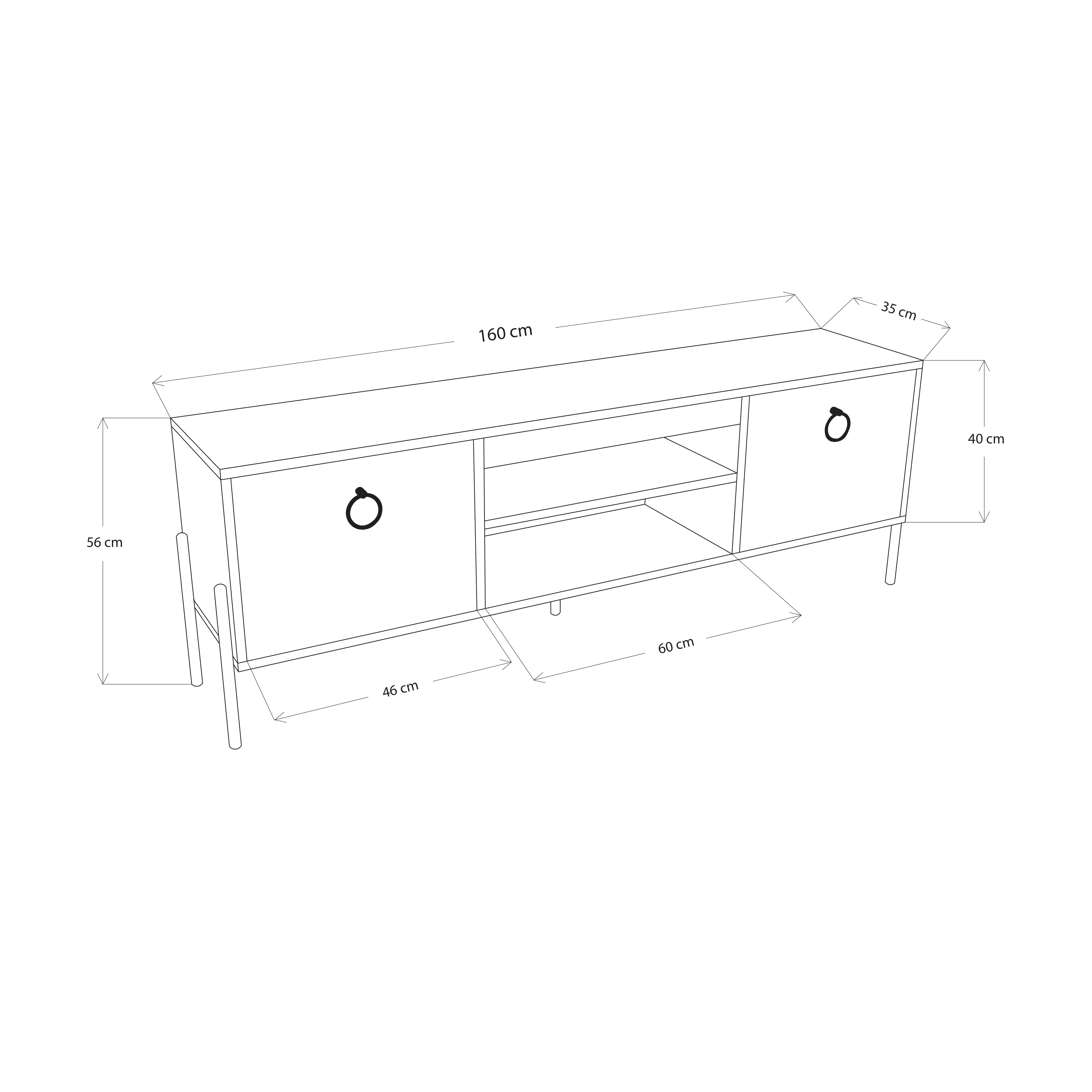 Juno Tv Ünitesi 160cm Siyah-Sepet D1550