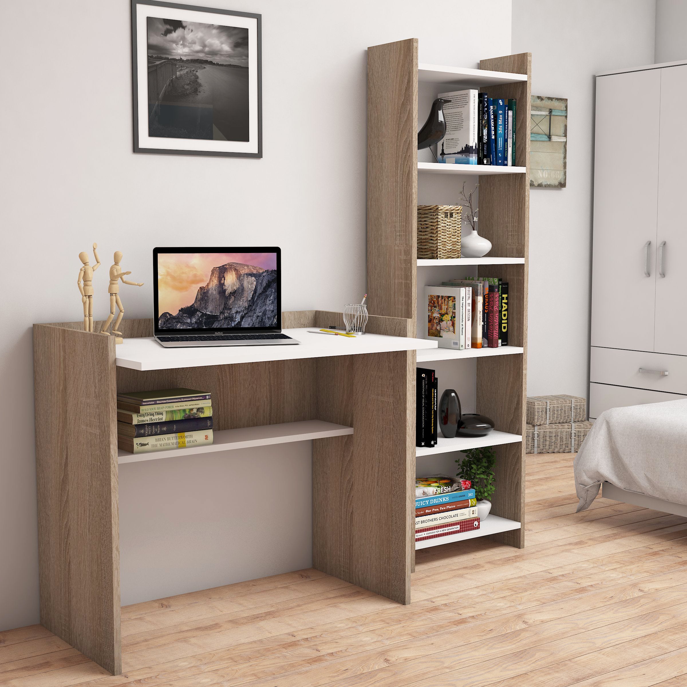 Bimossa Kösem Çalışma Masası ve Kitaplık Takımı - Bimossa