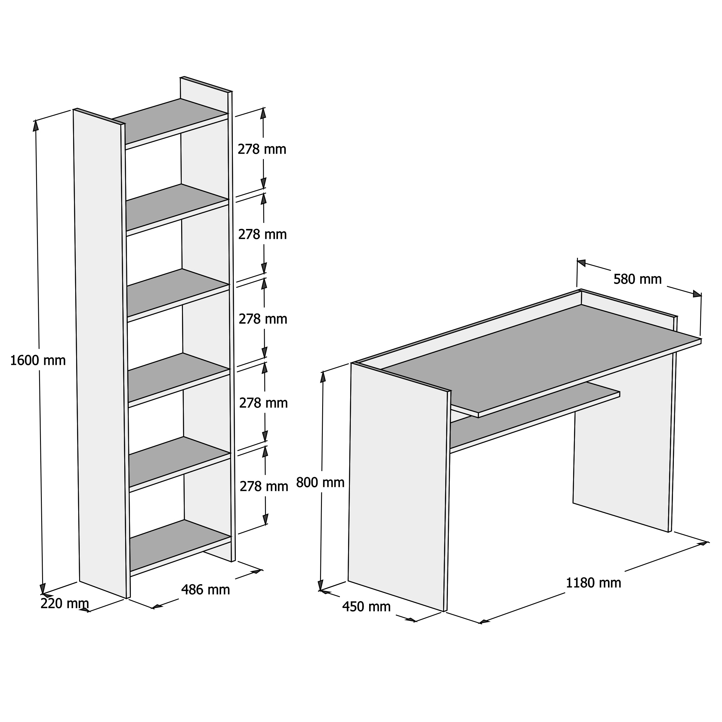 Bimossa Mahpeyker Çalışma Masası ve Kitaplık Takımı - Bimossa