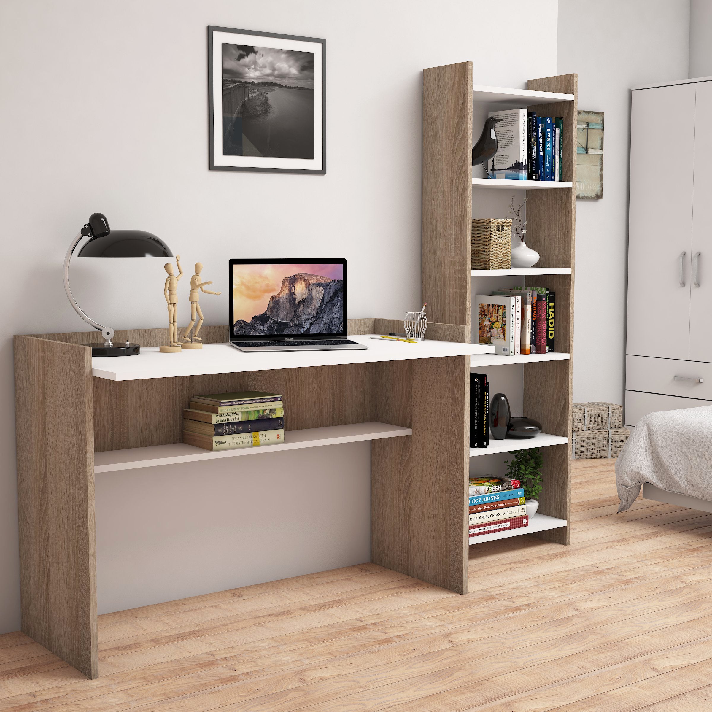 Bimossa Mahpeyker Çalışma Masası ve Kitaplık Takımı - Bimossa