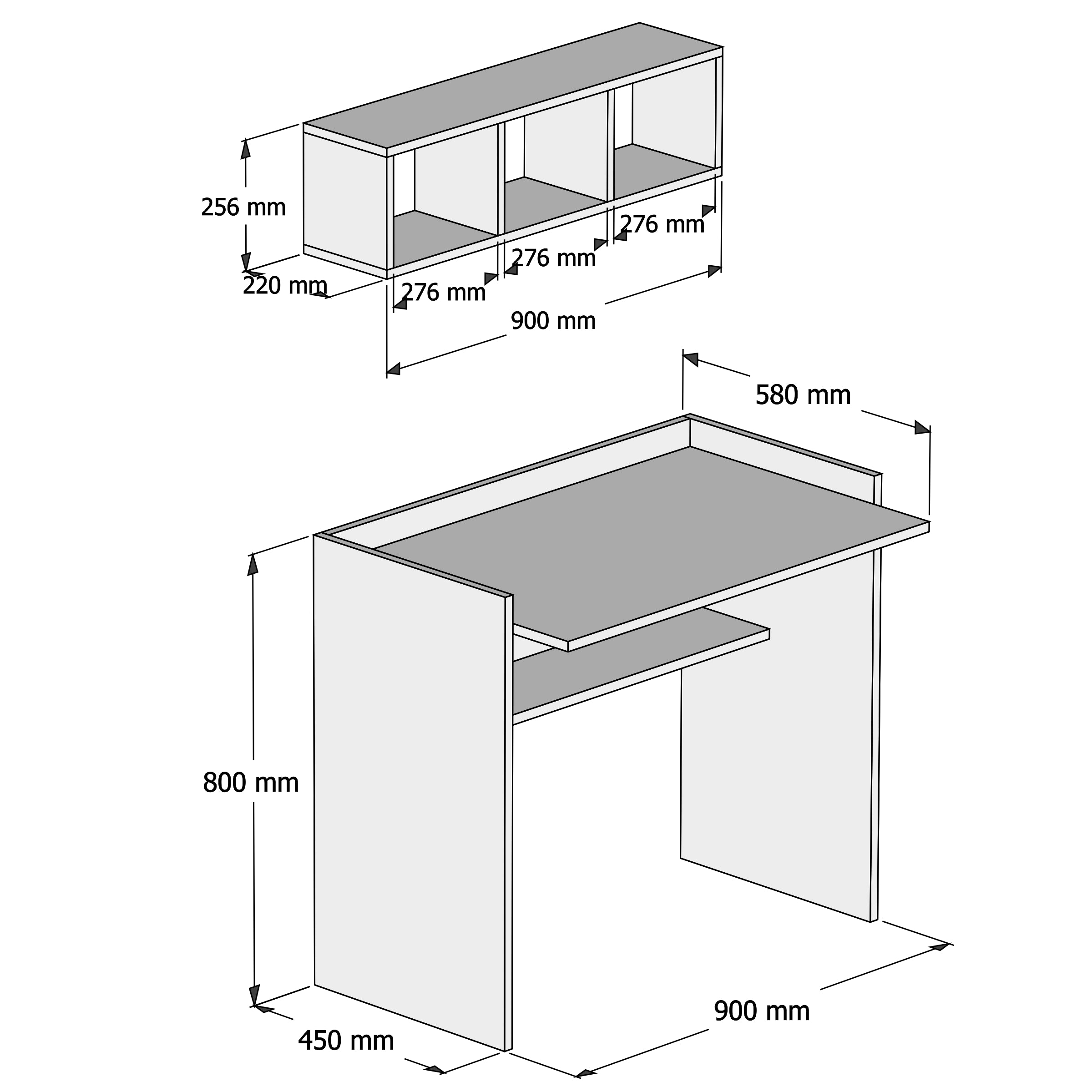 Bimossa Nakşidil Çalışma Masası ve Duvar Rafı Takımı - Bimossa