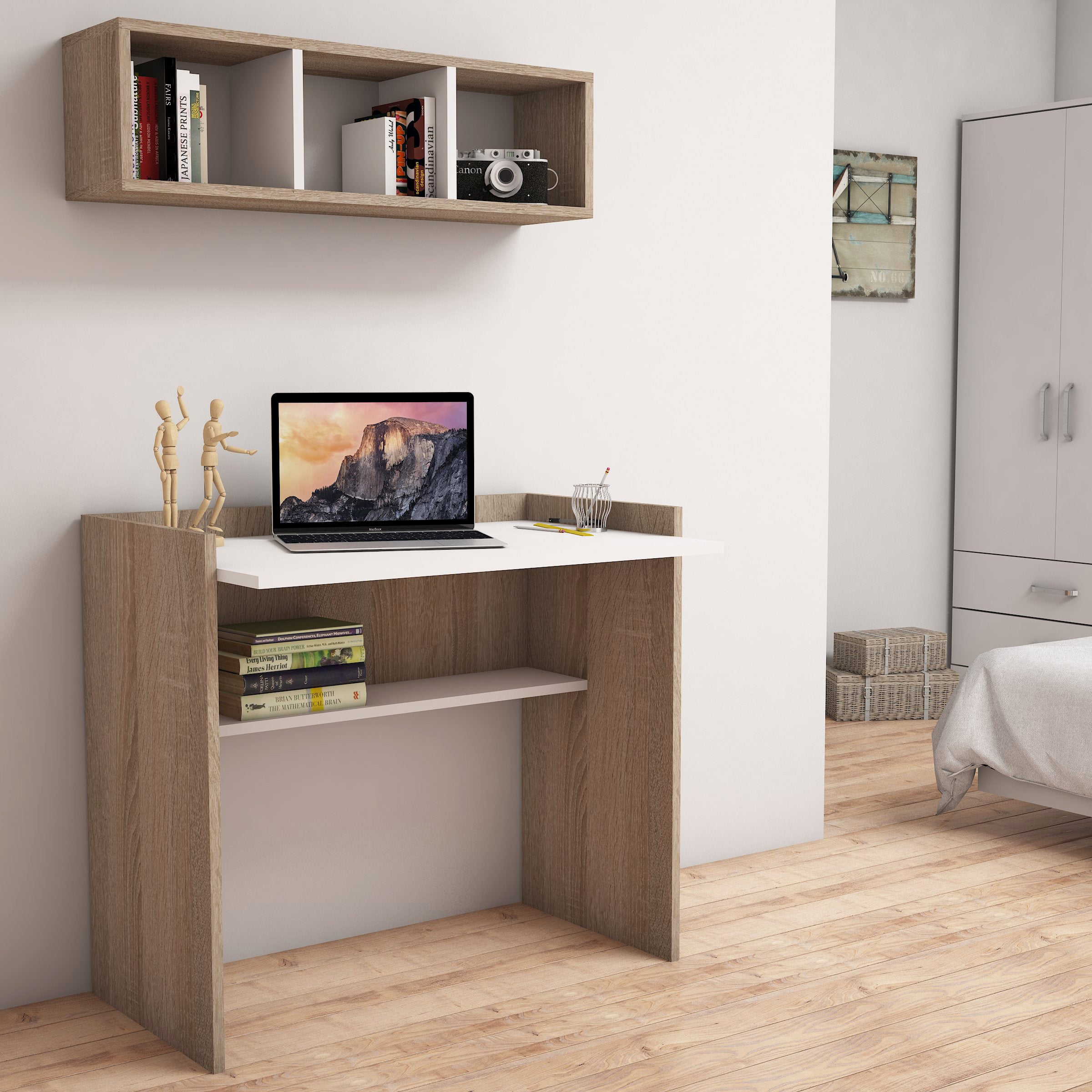 Bimossa Nakşidil Çalışma Masası ve Duvar Rafı Takımı - Bimossa