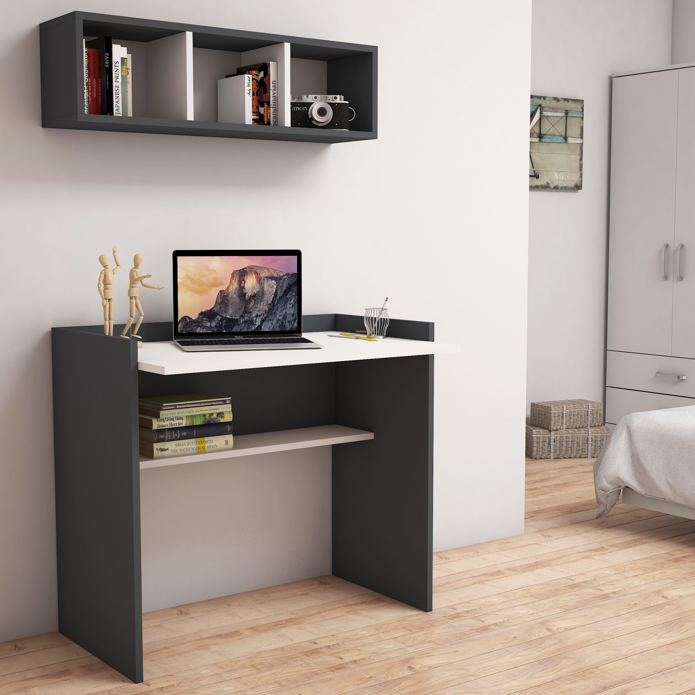 Bimossa Nakşidil Çalışma Masası ve Duvar Rafı Takımı - Bimossa