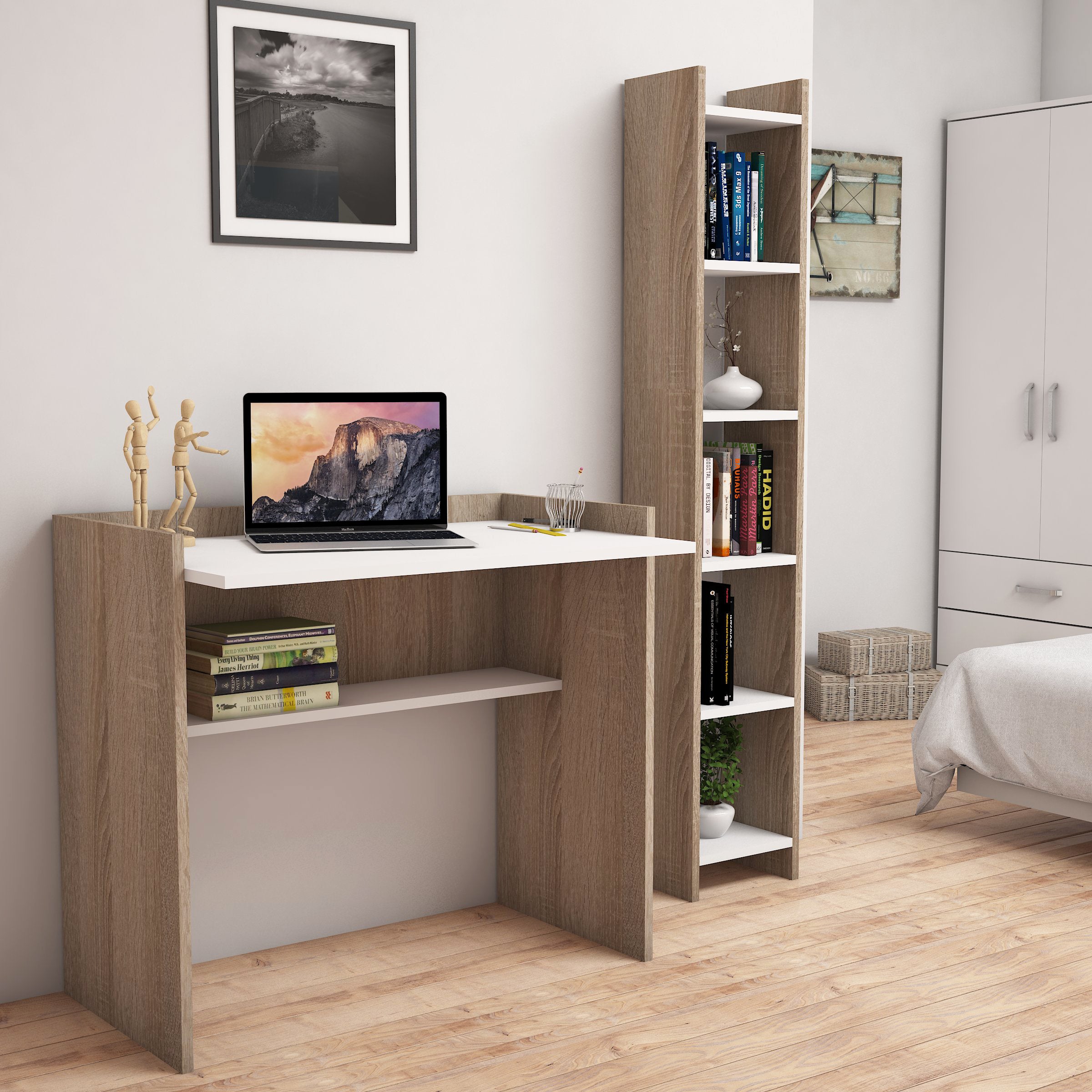 Bimossa Neslişah Çalışma Masası ve Kitaplık Takımı - Bimossa