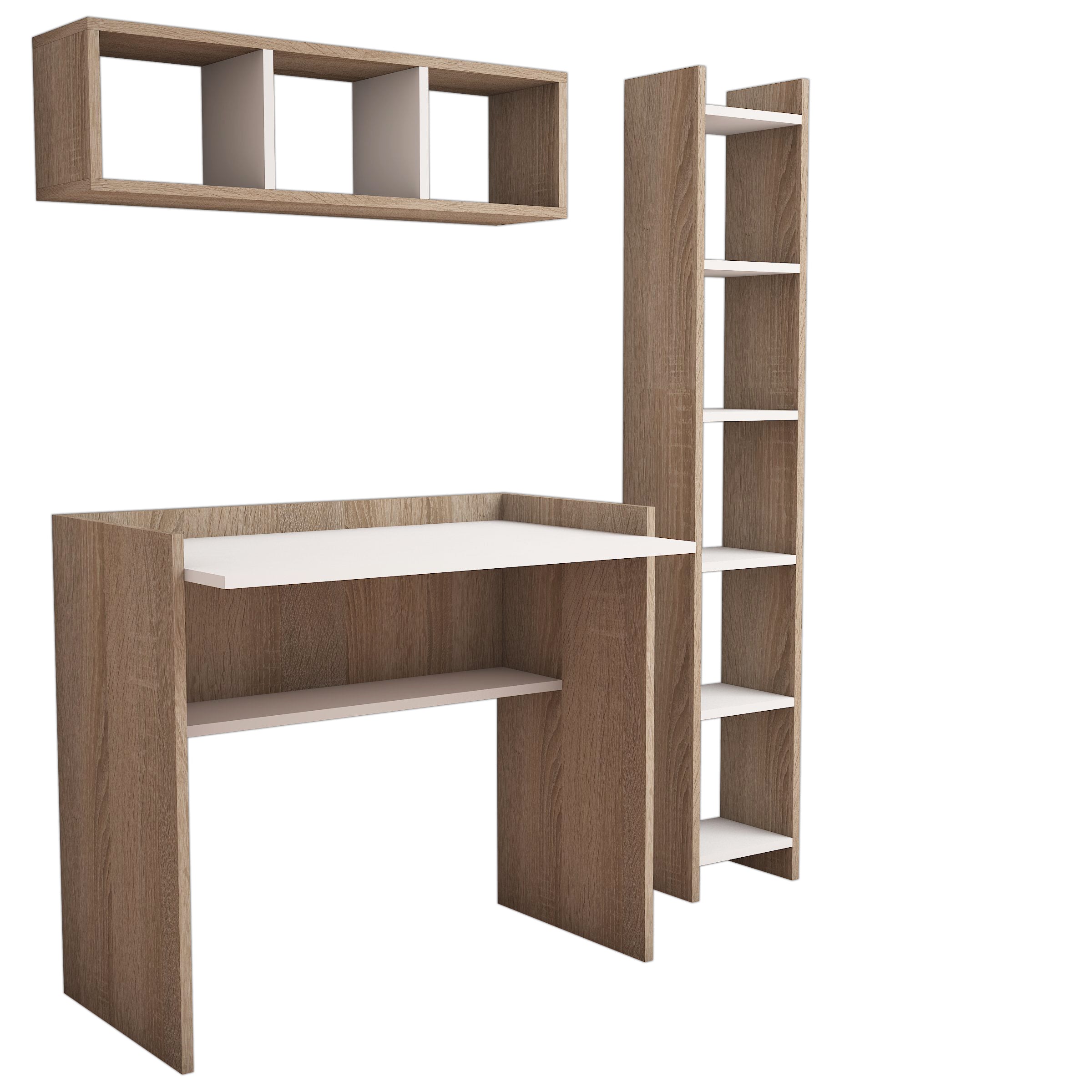 Bimossa Nurbanu Çalışma Masası, Kitaplık ve Duvar Rafı Takımı - Bimossa