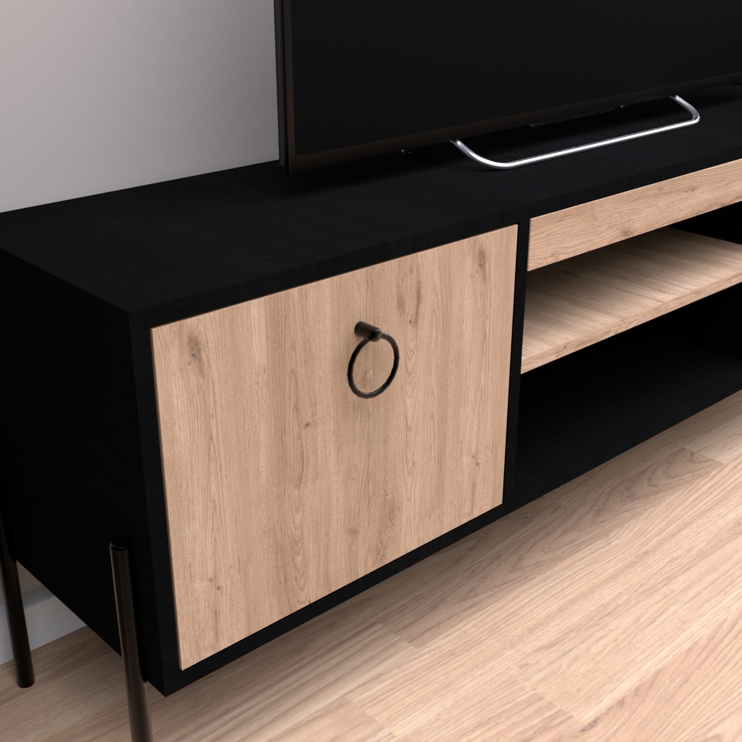 Juno Tv Ünitesi 160cm Siyah-Sepet D1550