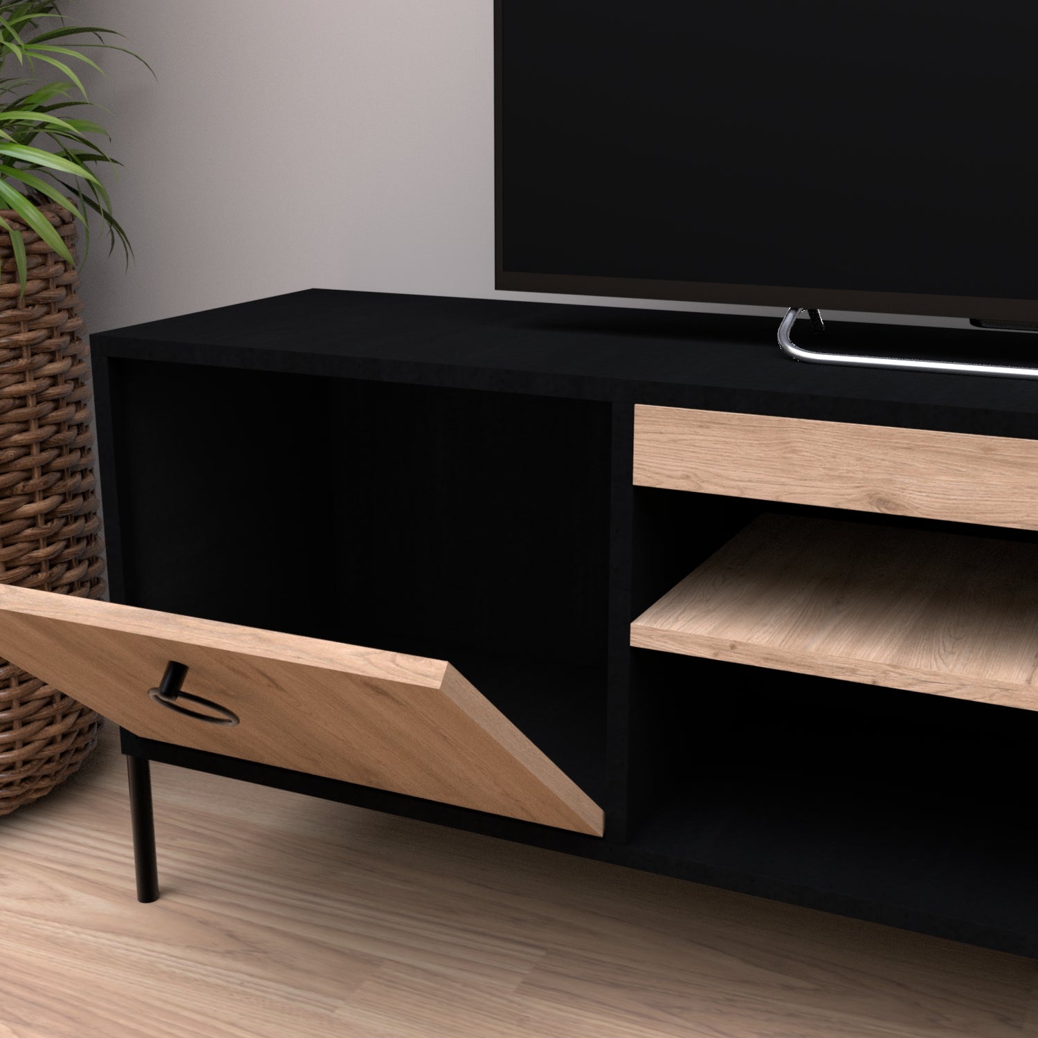 Juno Tv Ünitesi 160cm Siyah-Sepet D1550