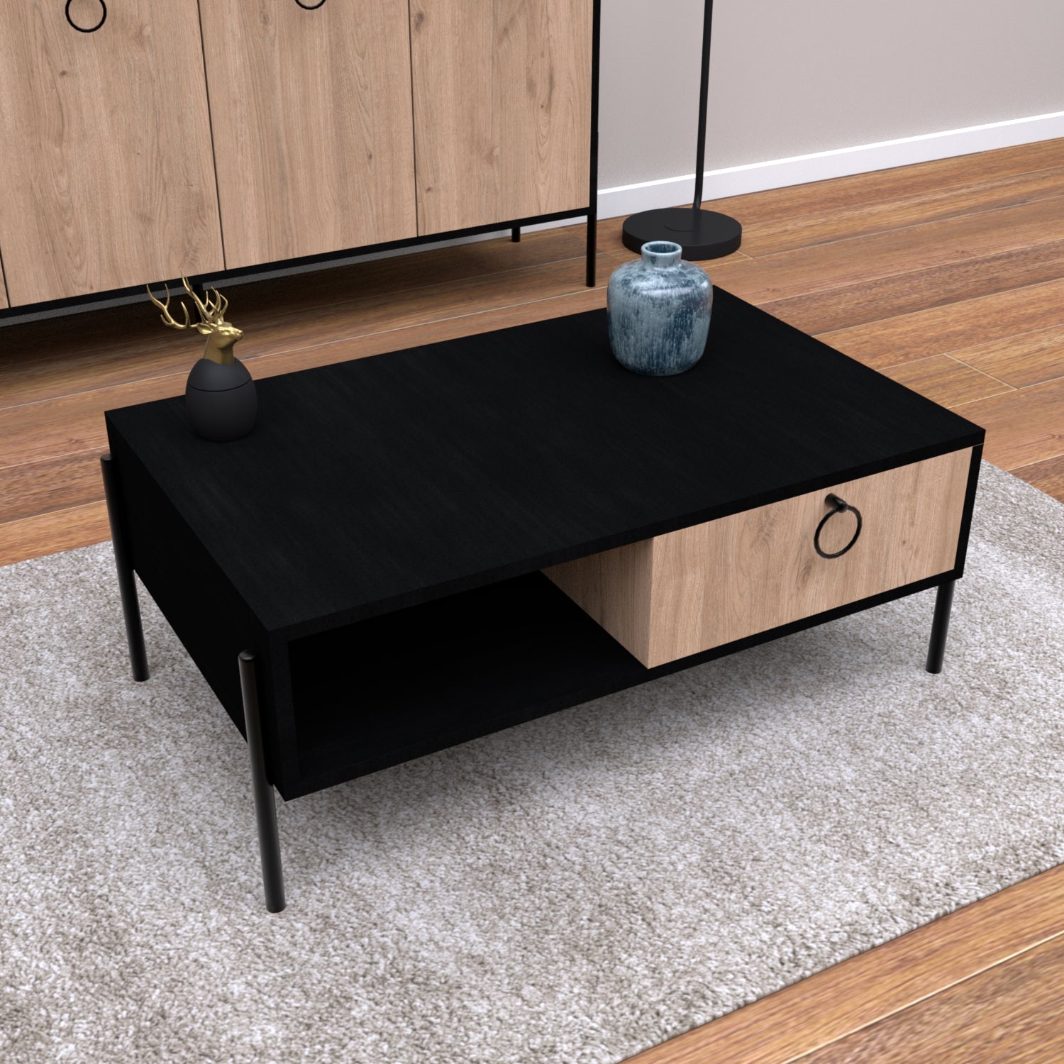 Juno Orta Sehpa Siyah-Sepet O6050