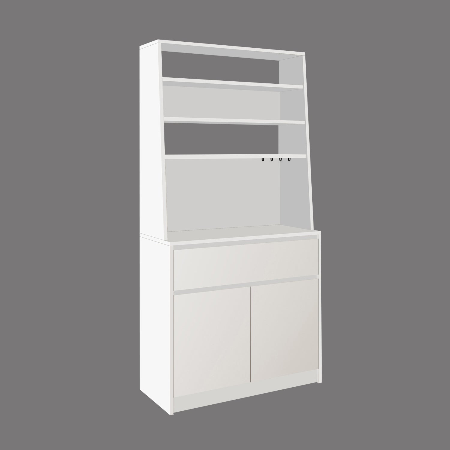 Bimossa Y30 Alba 90x180 cm Çok Amaçlı Kahve Köşesi Dolabı, Kapaklı Raflı Mutfak Dolabı, Kahve İstasyonu, Kiler Dolabı, Organizer Dolap, Mikrodalga  & Airfryer Standı