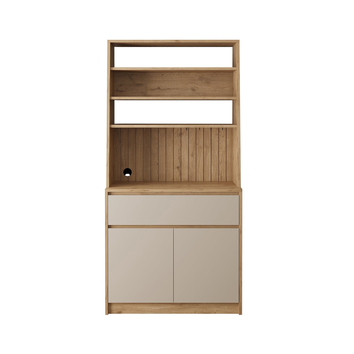 Bimossa Y30 Alba 90x180 cm Çok Amaçlı Kahve Köşesi Dolabı, Kapaklı Raflı Mutfak Dolabı, Kahve İstasyonu, Kiler Dolabı, Organizer Dolap, Mikrodalga  & Airfryer Standı