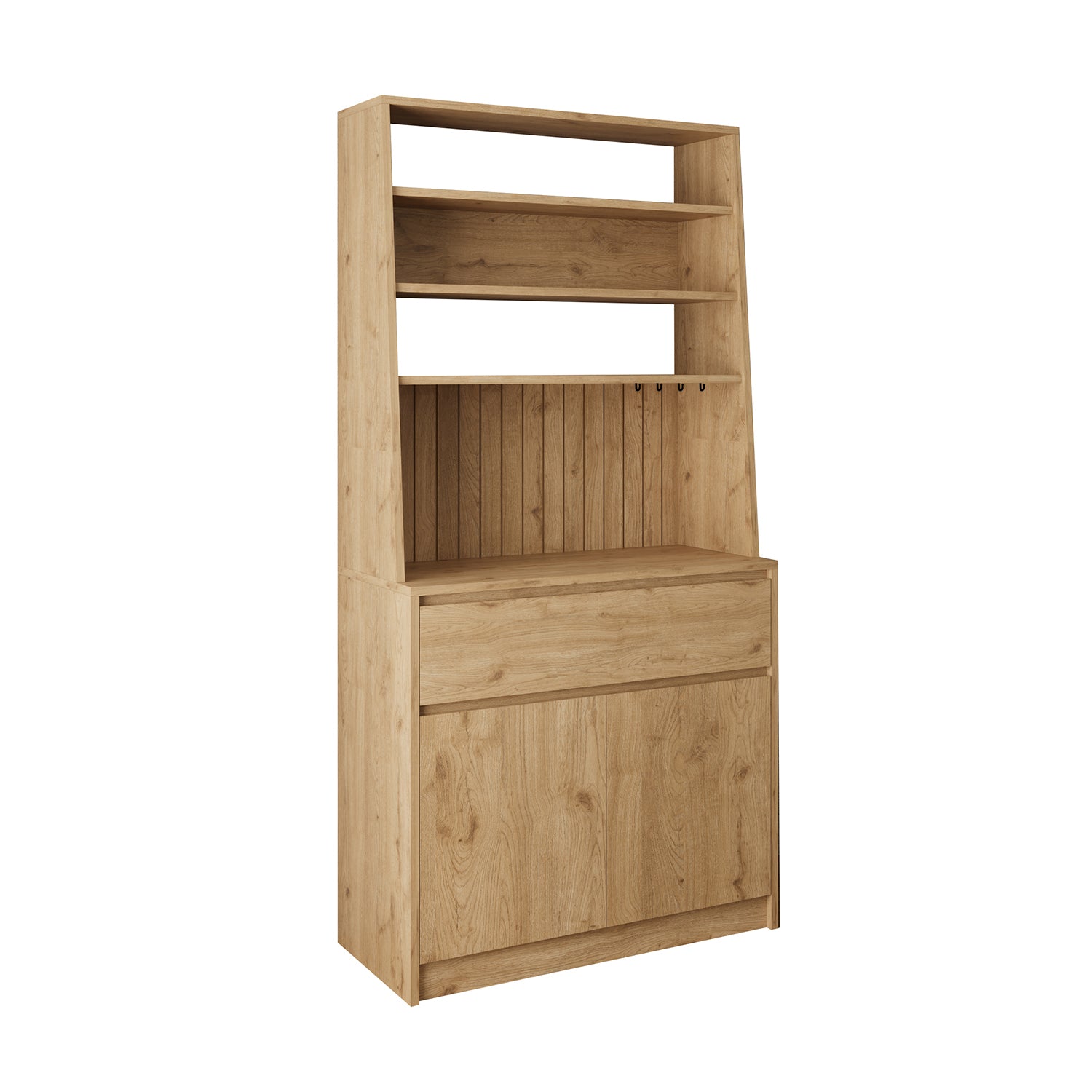 Bimossa Y30 Alba 90x180 cm Çok Amaçlı Kahve Köşesi Dolabı, Kapaklı Raflı Mutfak Dolabı, Kahve İstasyonu, Kiler Dolabı, Organizer Dolap, Mikrodalga  & Airfryer Standı