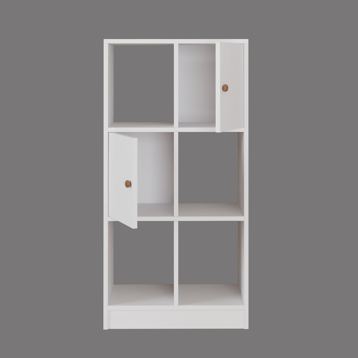 Bimossa W53 Betty Kitaplık, 2 Kapaklı ve 4 Açık Bölmeli 120 cm Çok Amaçlı Kitaplık
