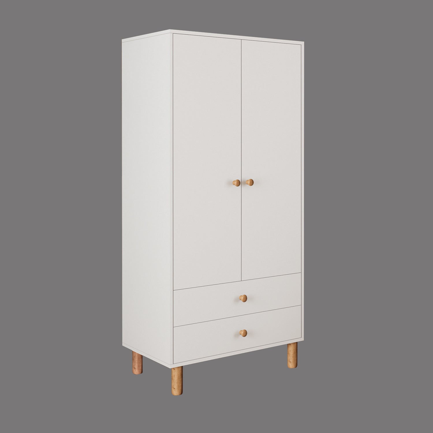 Bimossa KG20 Bunny 80 cm, 2 Kapaklı Gardırop, 2 Çekmeceli Yüksek Ayaklı Çocuk Odası Gardırobu