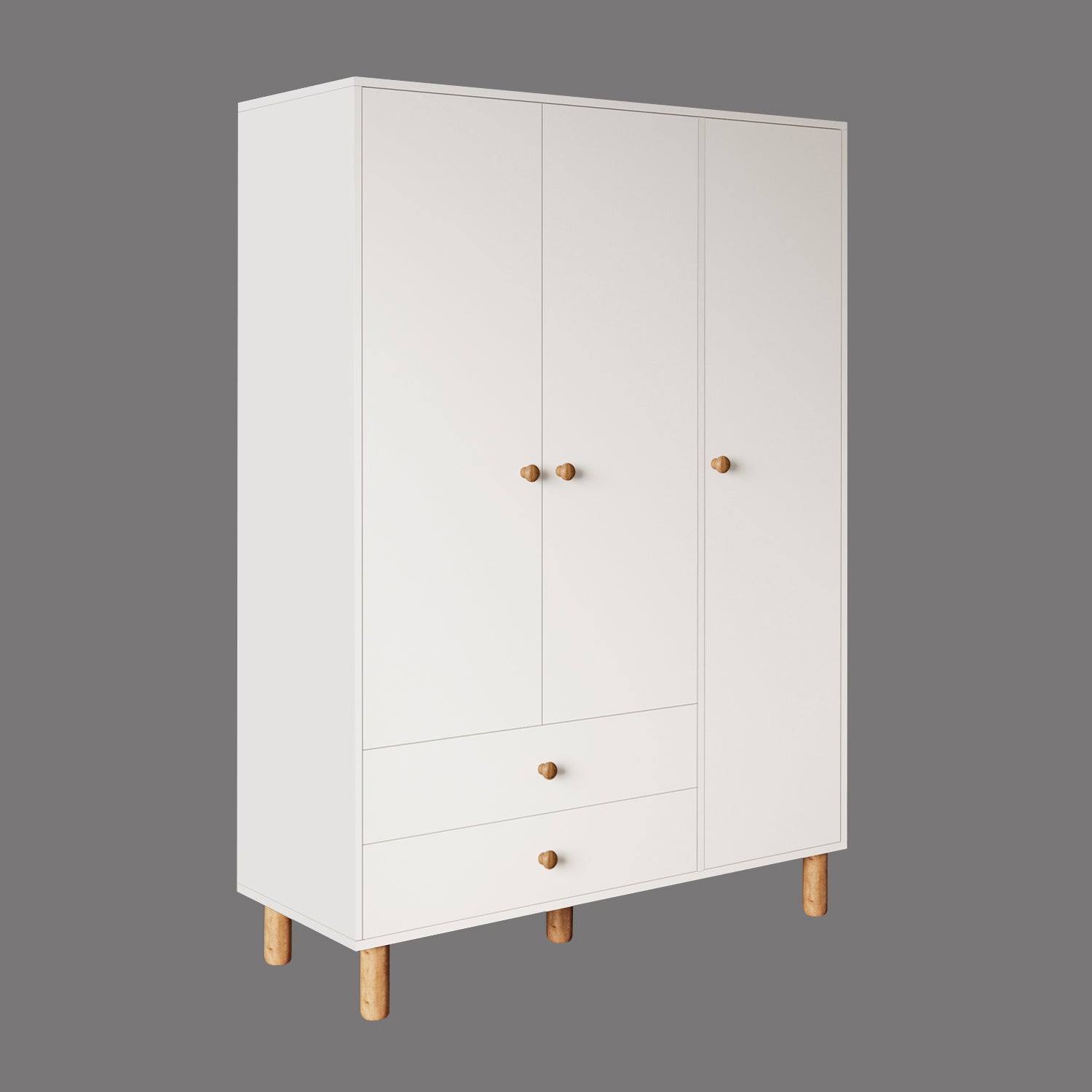 Bimossa KG30 Bunny 120 cm, 3 Kapaklı Gardırop, 2 Çekmeceli Yüksek Ayaklı Çocuk Odası Gardırobu