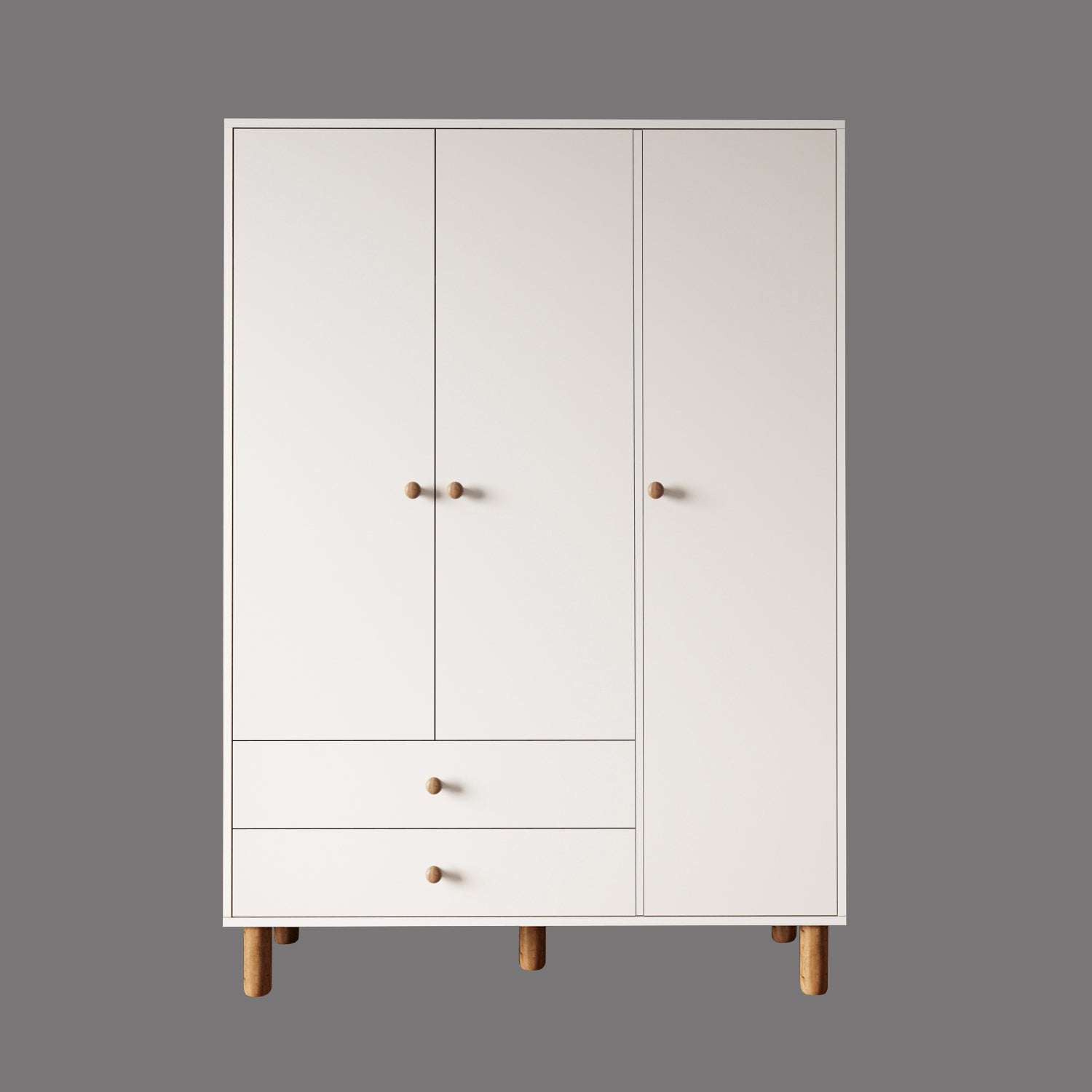 Bimossa KG30 Bunny 120 cm, 3 Kapaklı Gardırop, 2 Çekmeceli Yüksek Ayaklı Çocuk Odası Gardırobu