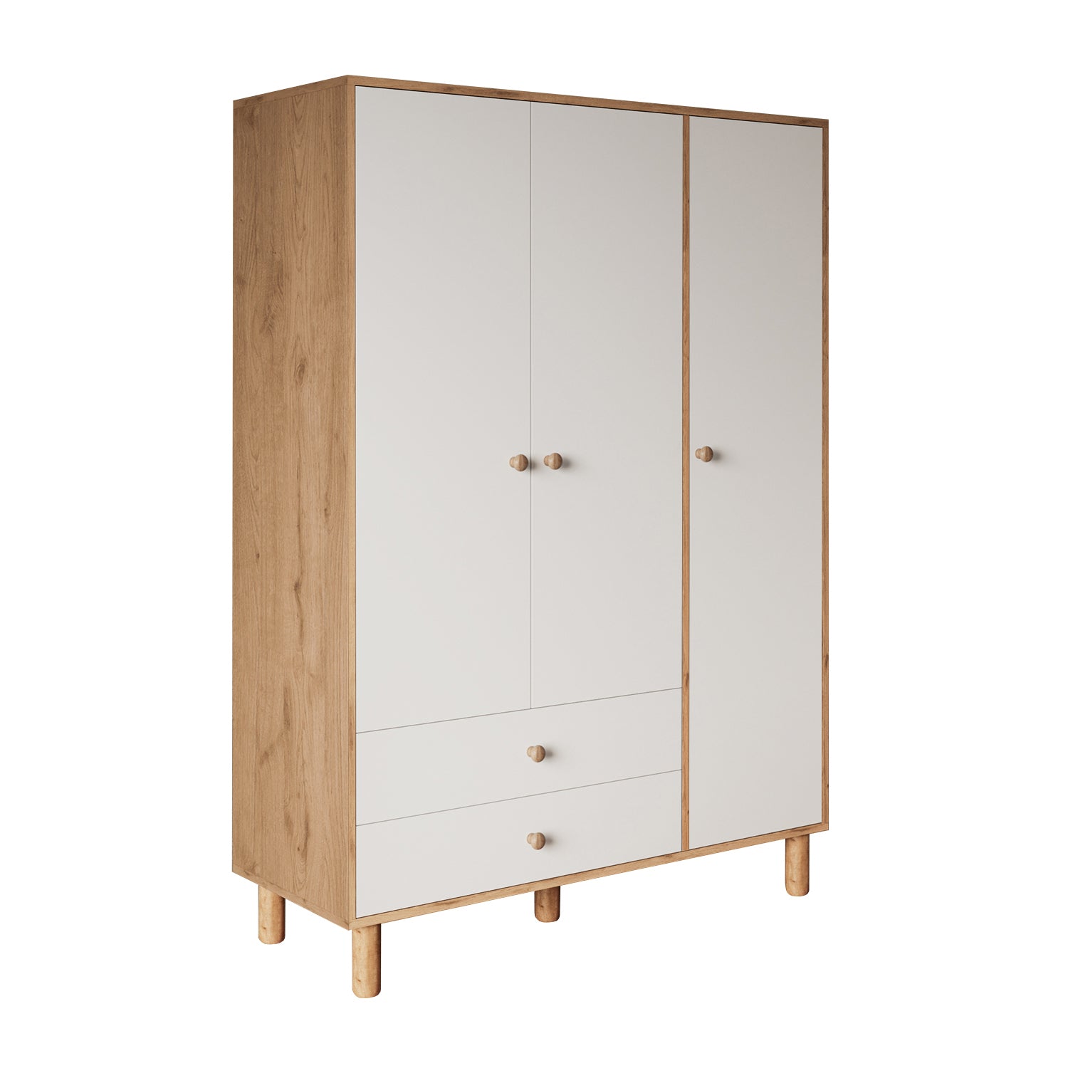 Bimossa KG30 Bunny 120 cm, 3 Kapaklı Gardırop, 2 Çekmeceli Yüksek Ayaklı Çocuk Odası Gardırobu
