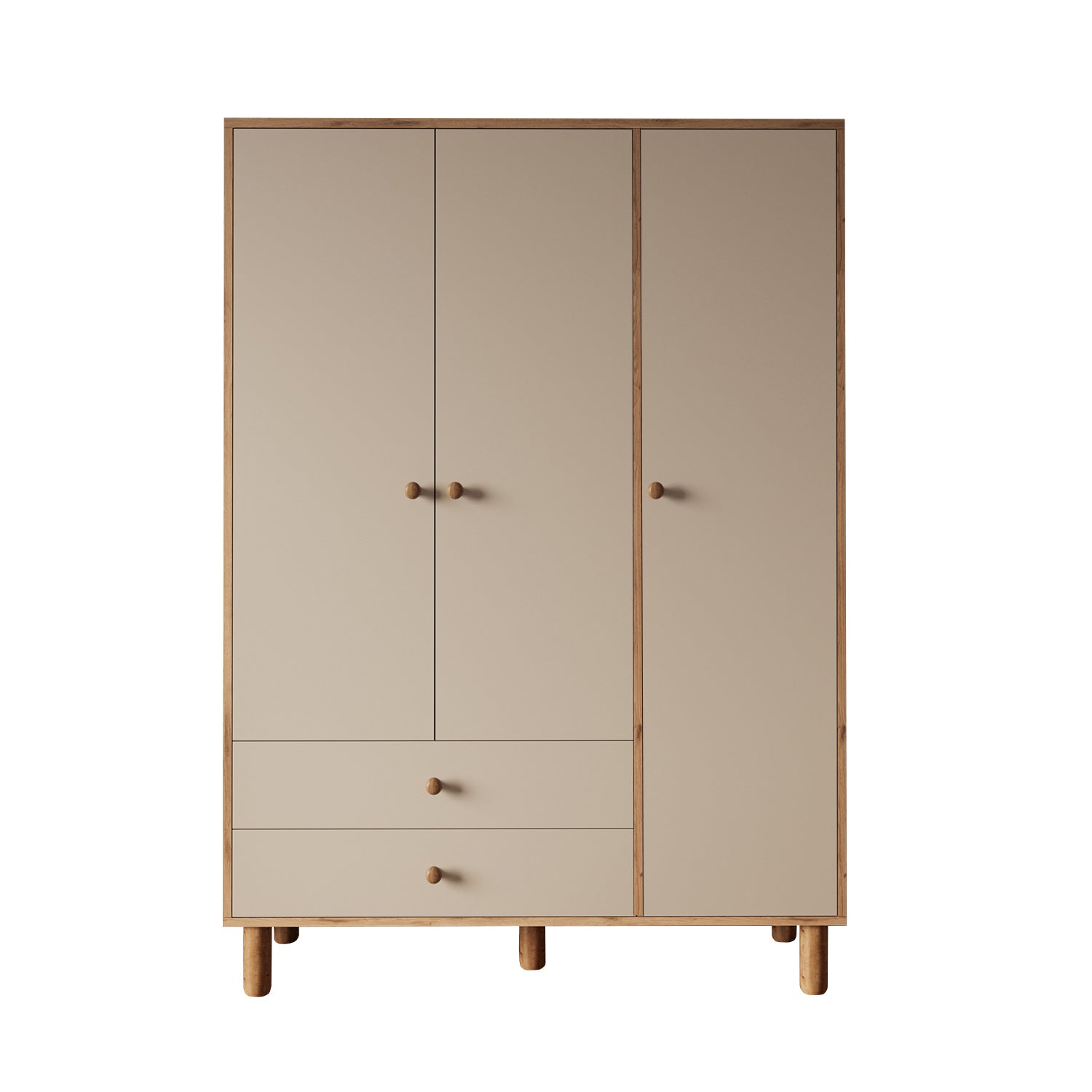 Bimossa KG30 Bunny 120 cm, 3 Kapaklı Gardırop, 2 Çekmeceli Yüksek Ayaklı Çocuk Odası Gardırobu