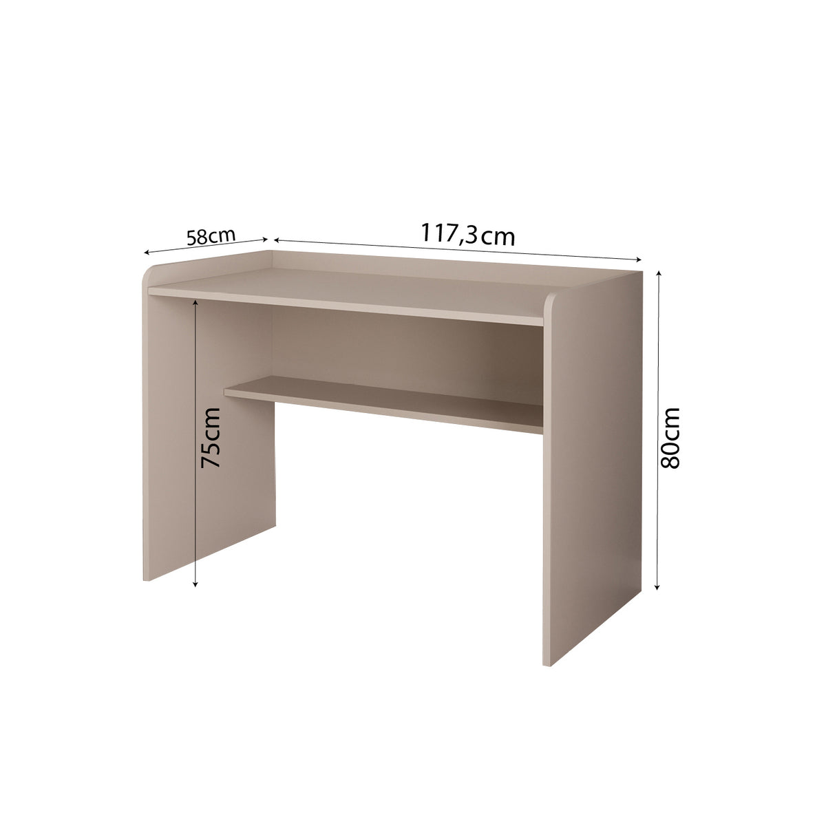 Bimossa S21 Daffy Çalışma Masası - 117,3 cm Geniş, Raflı ve Yuvarlatılmış Köşeli