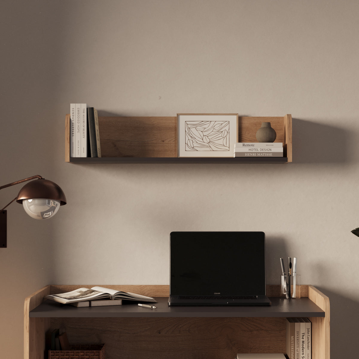 Bimossa X21 Daffy Duvar Rafı - 94 cm Geniş, 24 cm Derin ve Yuvarlatılmış Köşeli