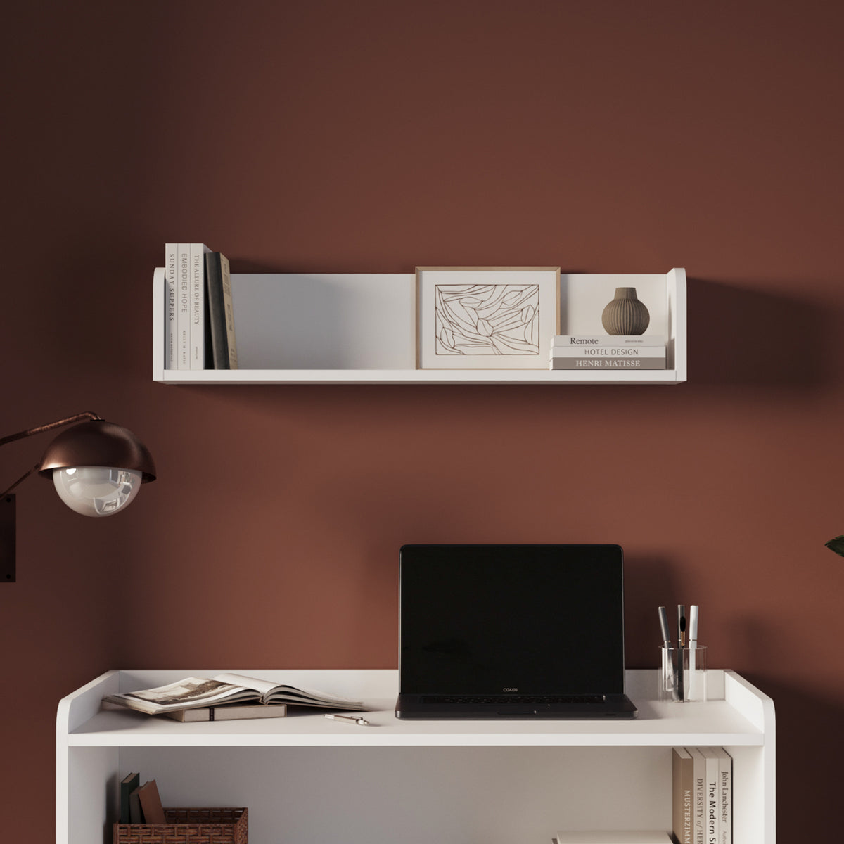 Bimossa X21 Daffy Duvar Rafı - 94 cm Geniş, 24 cm Derin ve Yuvarlatılmış Köşeli