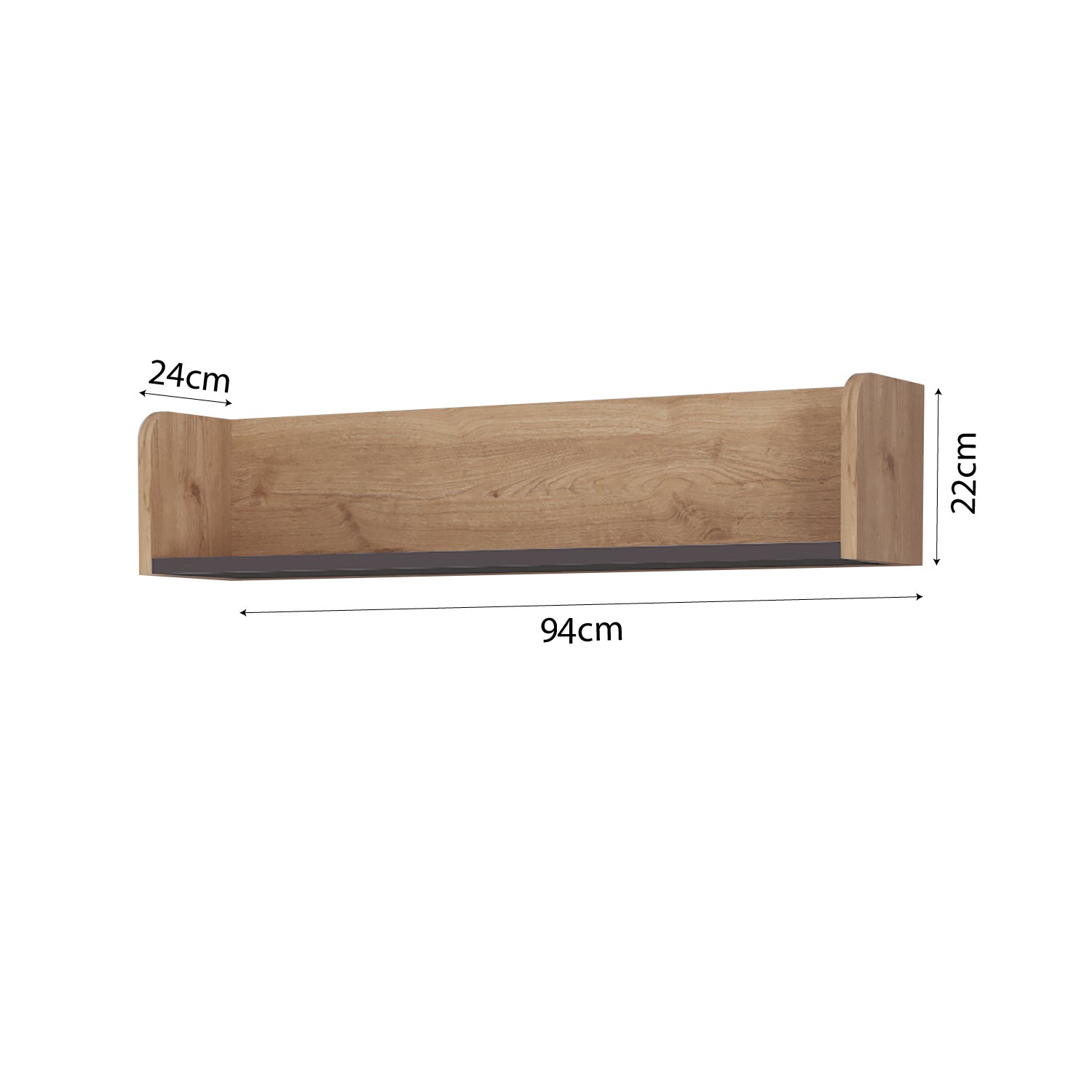 Bimossa X21 Daffy Duvar Rafı - 94 cm Geniş, 24 cm Derin ve Yuvarlatılmış Köşeli