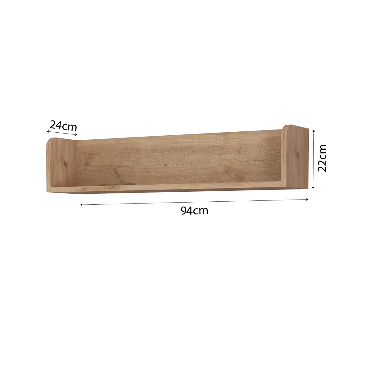 Bimossa X21 Daffy Duvar Rafı - 94 cm Geniş, 24 cm Derin ve Yuvarlatılmış Köşeli