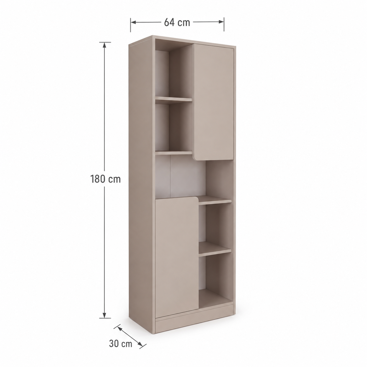 Bimossa W21 Daffy Kitaplık - 180 cm Yüksek, 2 Kapaklı, Raflı ve 9 Bölmeli Çok Amaçlı Dolap