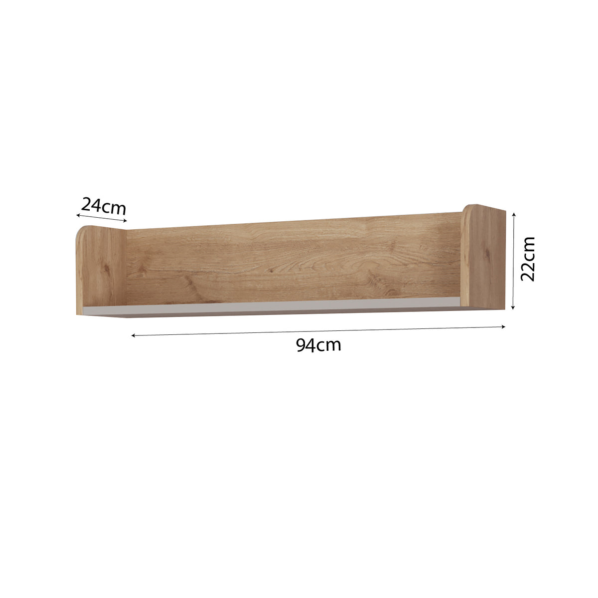 Bimossa X21 Daffy Duvar Rafı - 94 cm Geniş, 24 cm Derin ve Yuvarlatılmış Köşeli
