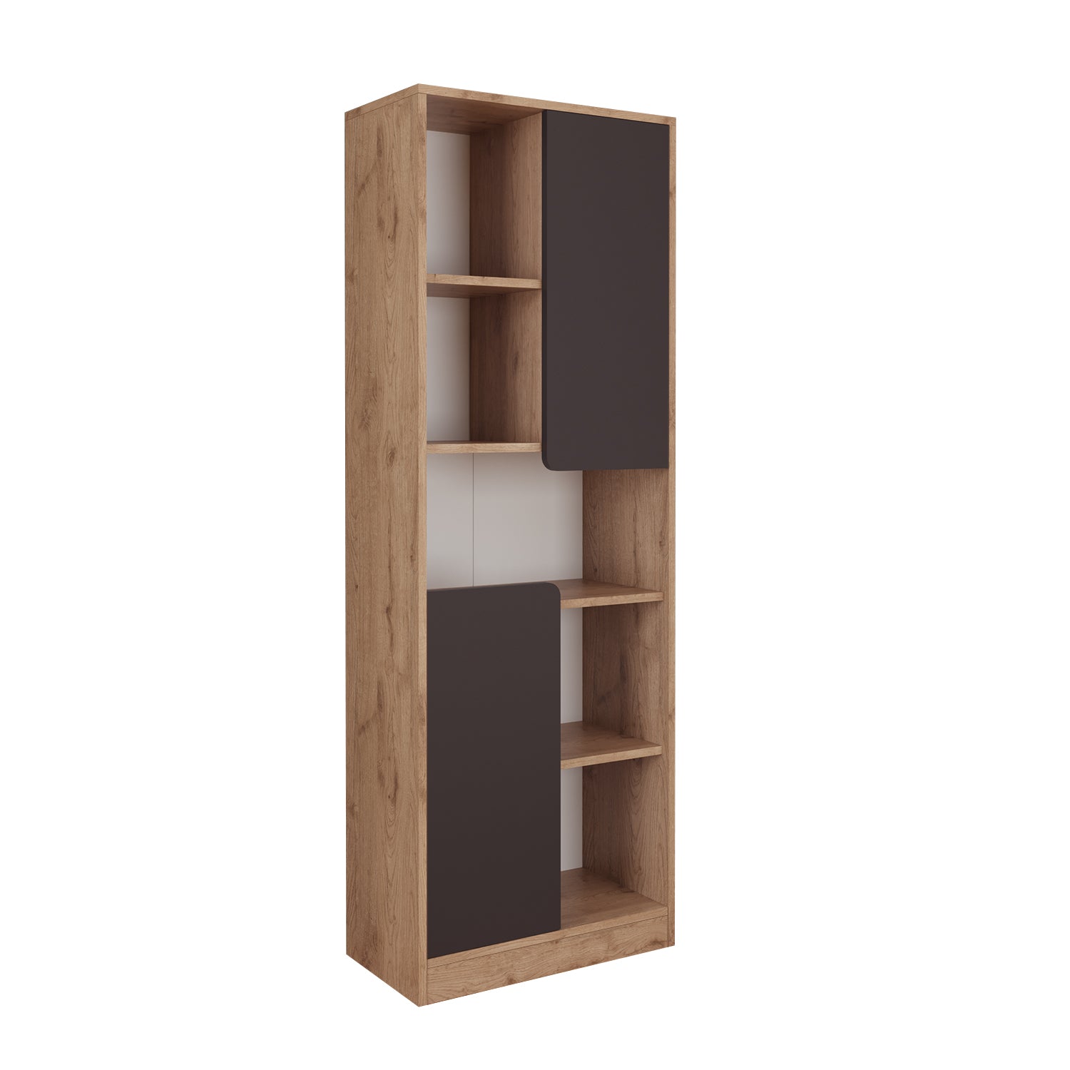 Bimossa W21 Daffy Kitaplık - 180 cm Yüksek, 2 Kapaklı, Raflı ve 9 Bölmeli Çok Amaçlı Dolap