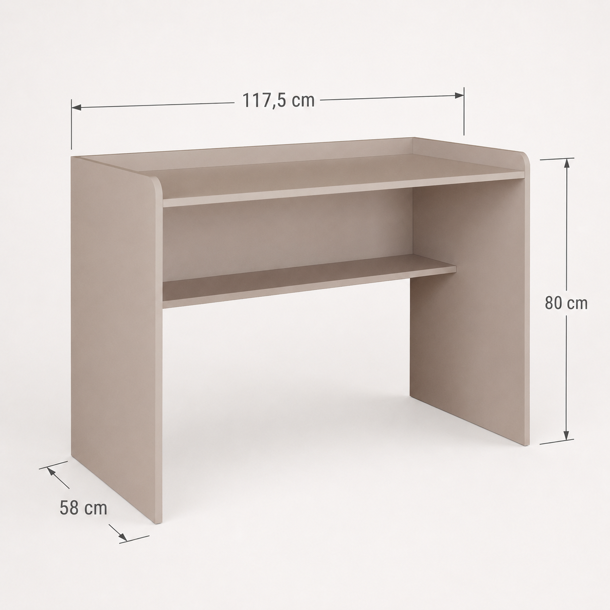 Bimossa S21 Daffy Çalışma Masası - 117,5 cm Geniş, Raflı ve Yuvarlatılmış Köşeli