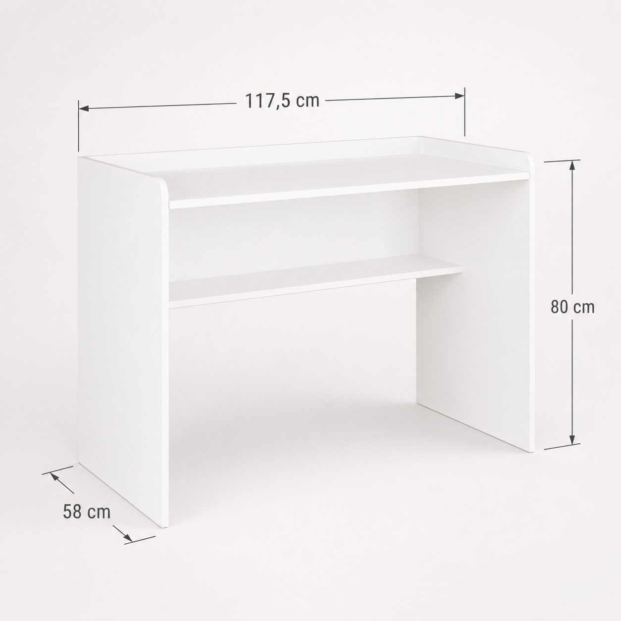 Bimossa S21 Daffy Çalışma Masası - 117,5 cm Geniş, Raflı ve Yuvarlatılmış Köşeli