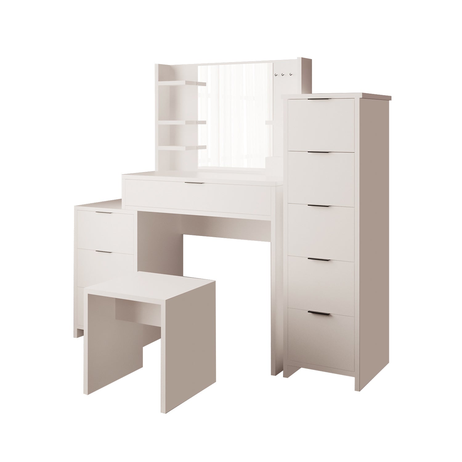 Bimossa U30 İzabel Çekmeceli Tabureli Dolaplı Makyaj Masası