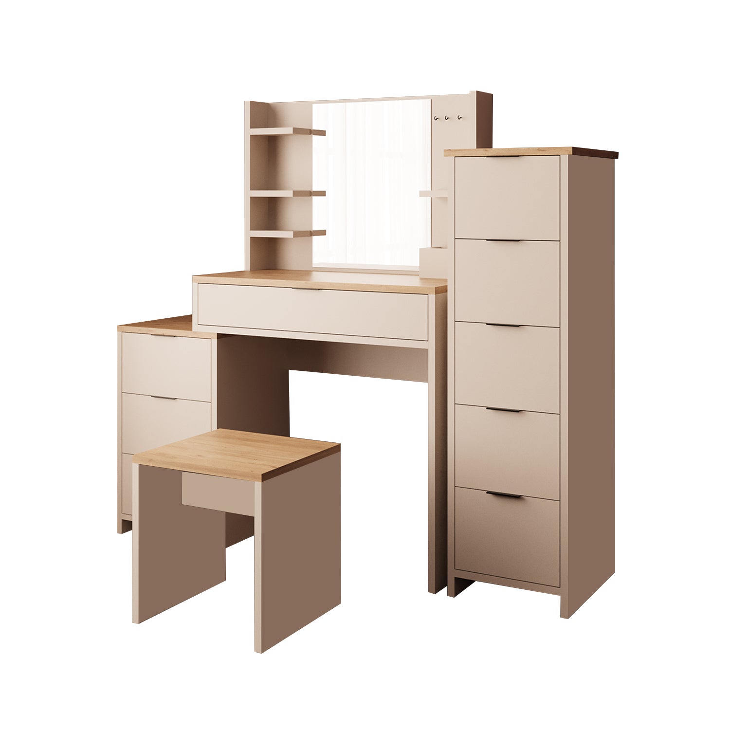 Bimossa U30 İzabel Çekmeceli Tabureli Dolaplı Makyaj Masası