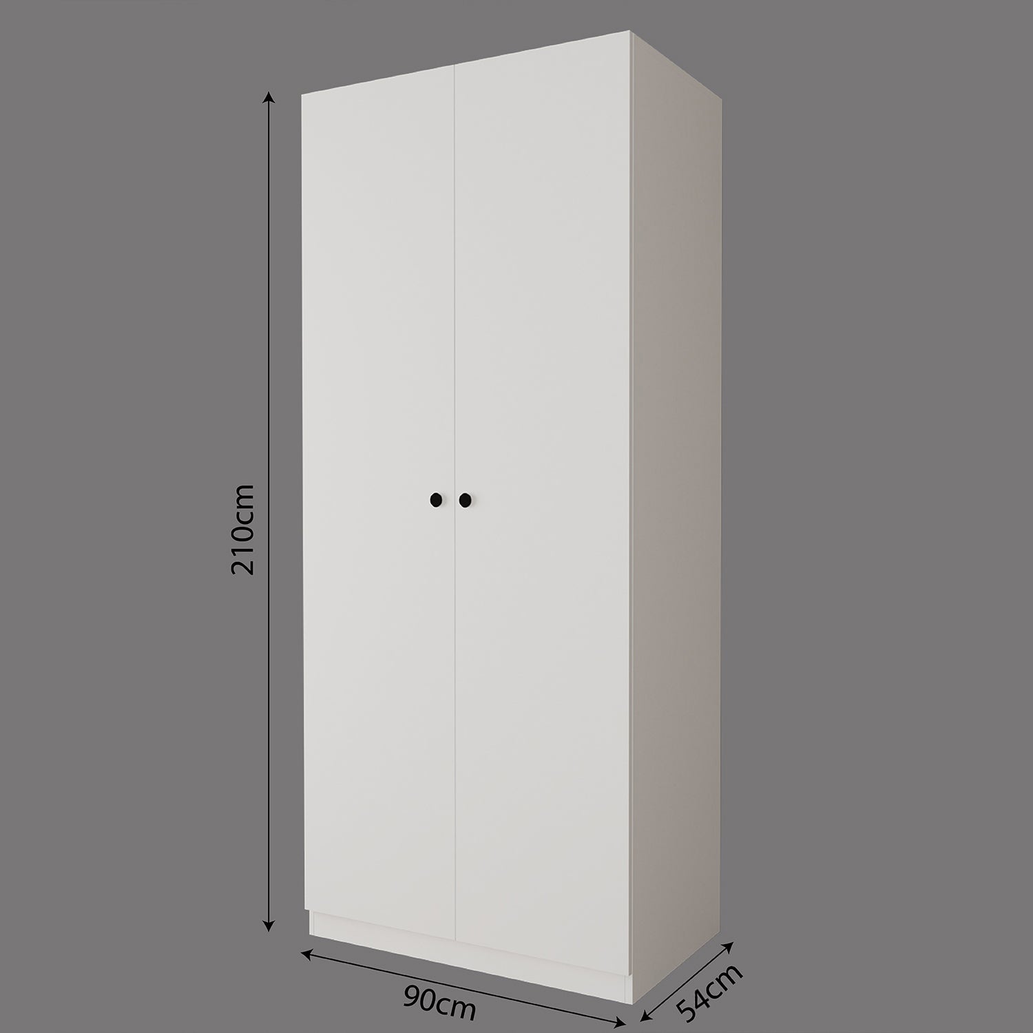 Bimossa KA40 Goss Tekli 2 Kapaklı, Modern Kapaklı Gardırop, Boy Askılı, Raflı Beyaz Elbise Dolabı