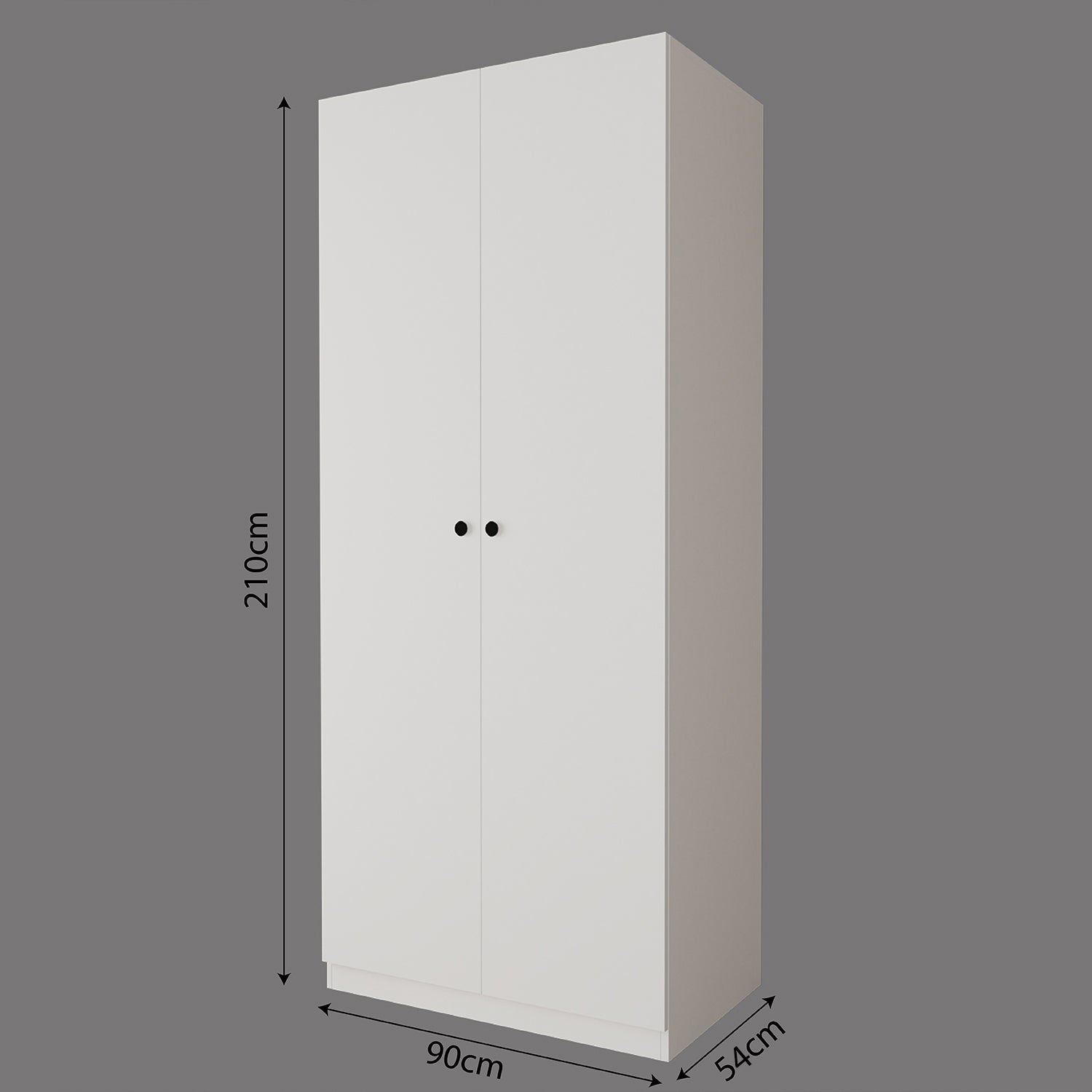 Bimossa KA80 Goss Tekli 2 Kapaklı Gardırop, Alt Üst Askılı, Kulplu, Modern Tasarım Beyaz Giysi Dolabı