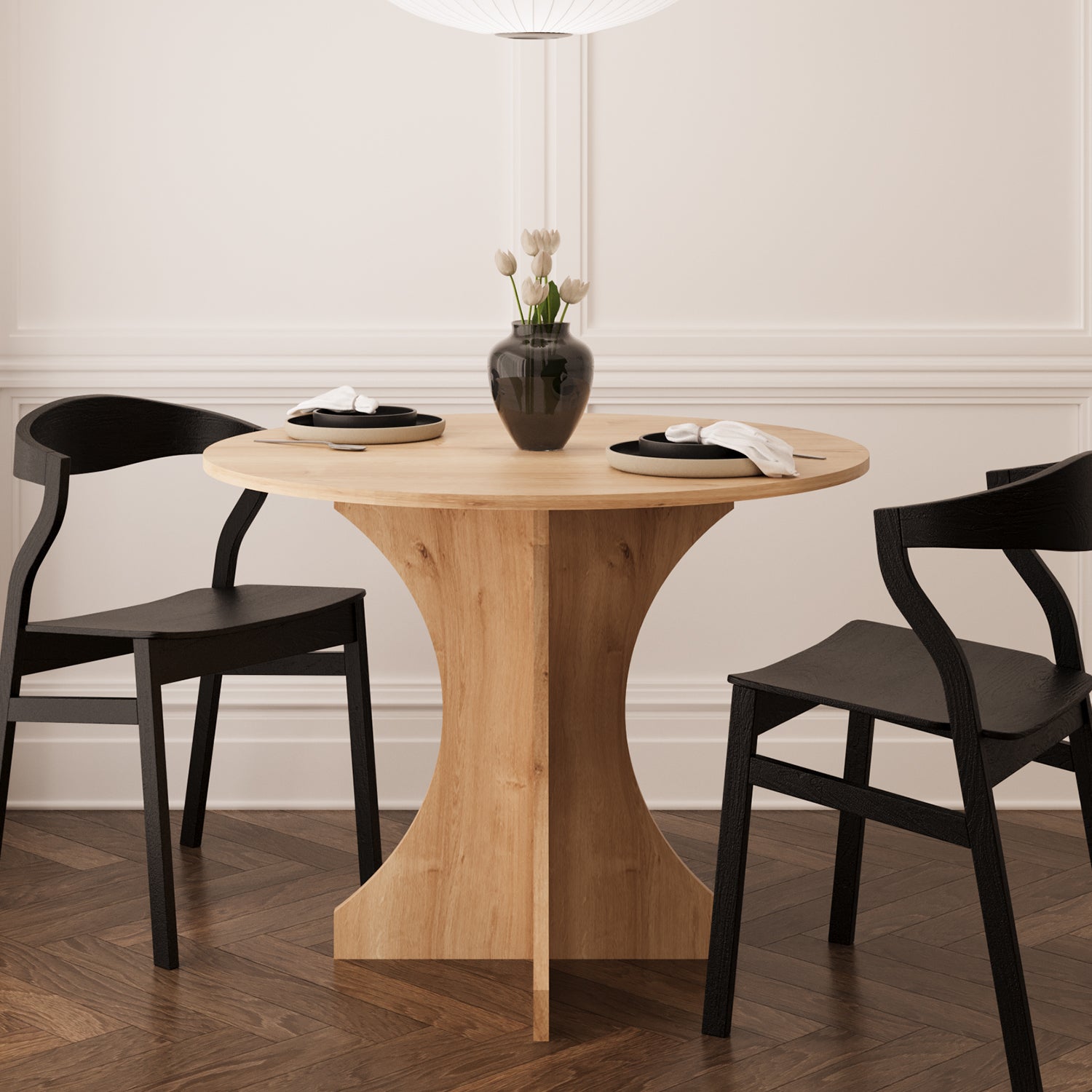 Bimossa L02 Lenis Yuvarlak Yemek Masası 80 cm, Modern Mutfak Masası, Küçük Alanlara Uygun Kahvaltı ve Yemek Masası